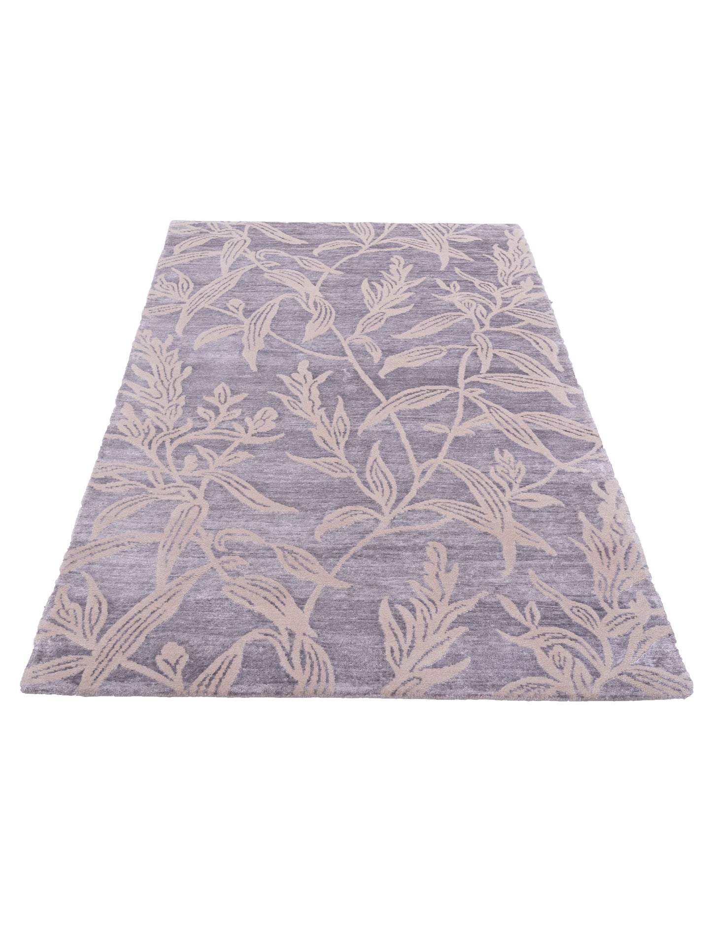 Tenzari Gray Ivory 4x5.11 Hand Knotted Rug