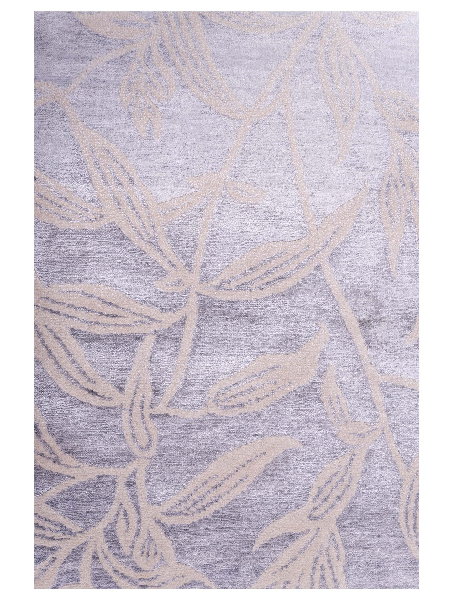 Tenzari Gray Ivory 4x5.11 Hand Knotted Rug