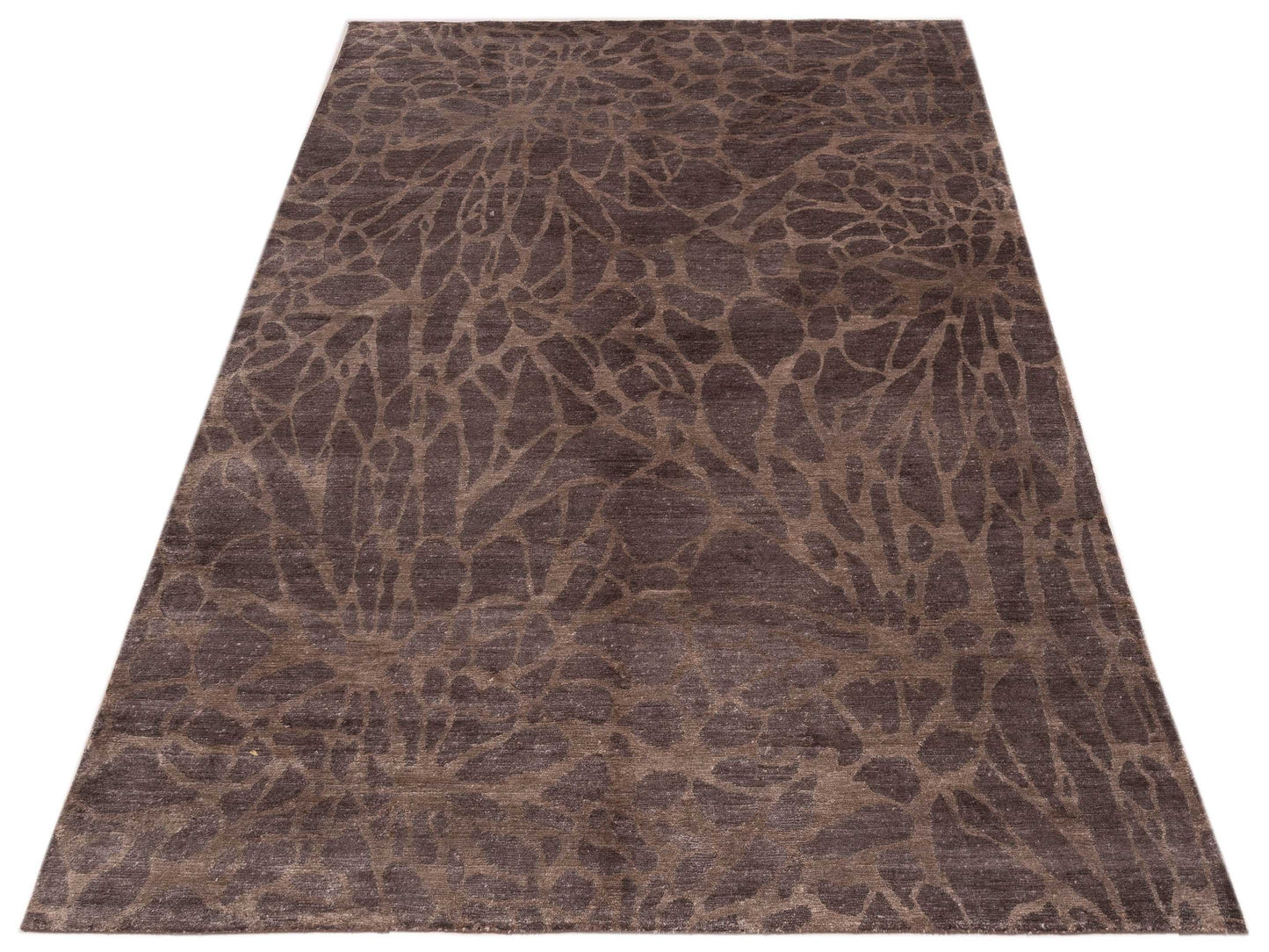 Tenzari Brown Brown 6.1x9 Hand Knotted Rug