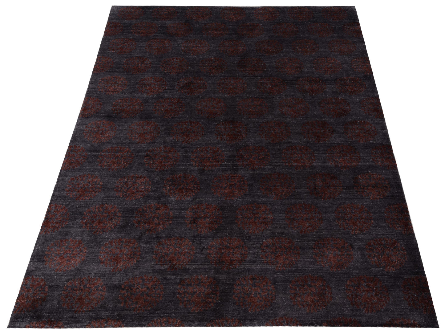 Tenzari Charcoal Red 10.1x13.10 Hand Knotted Rug