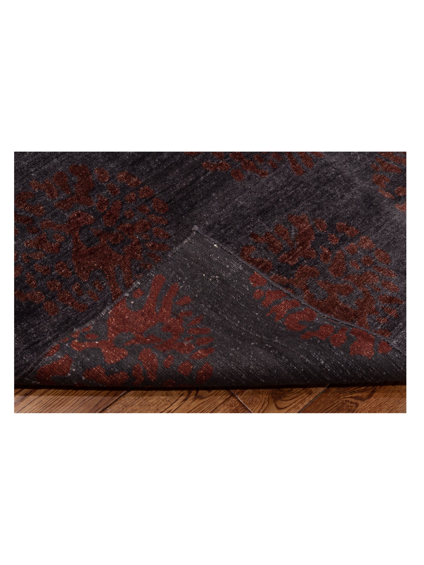 Tenzari Charcoal Red 10.1x13.10 Hand Knotted Rug