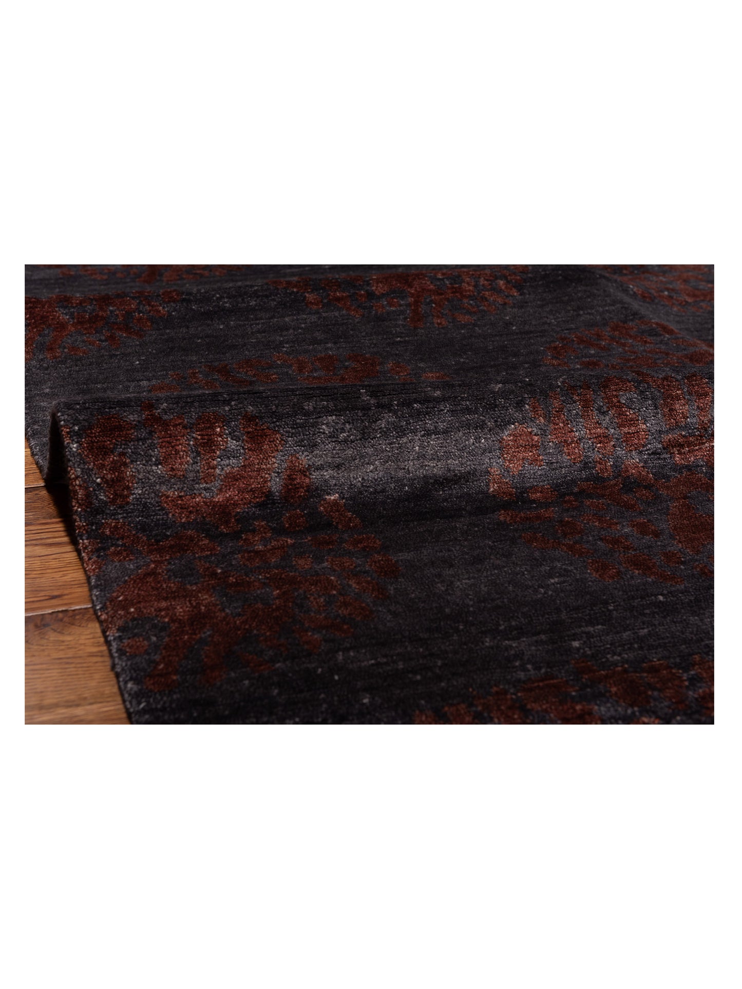 Tenzari Charcoal Red 10.1x13.10 Hand Knotted Rug