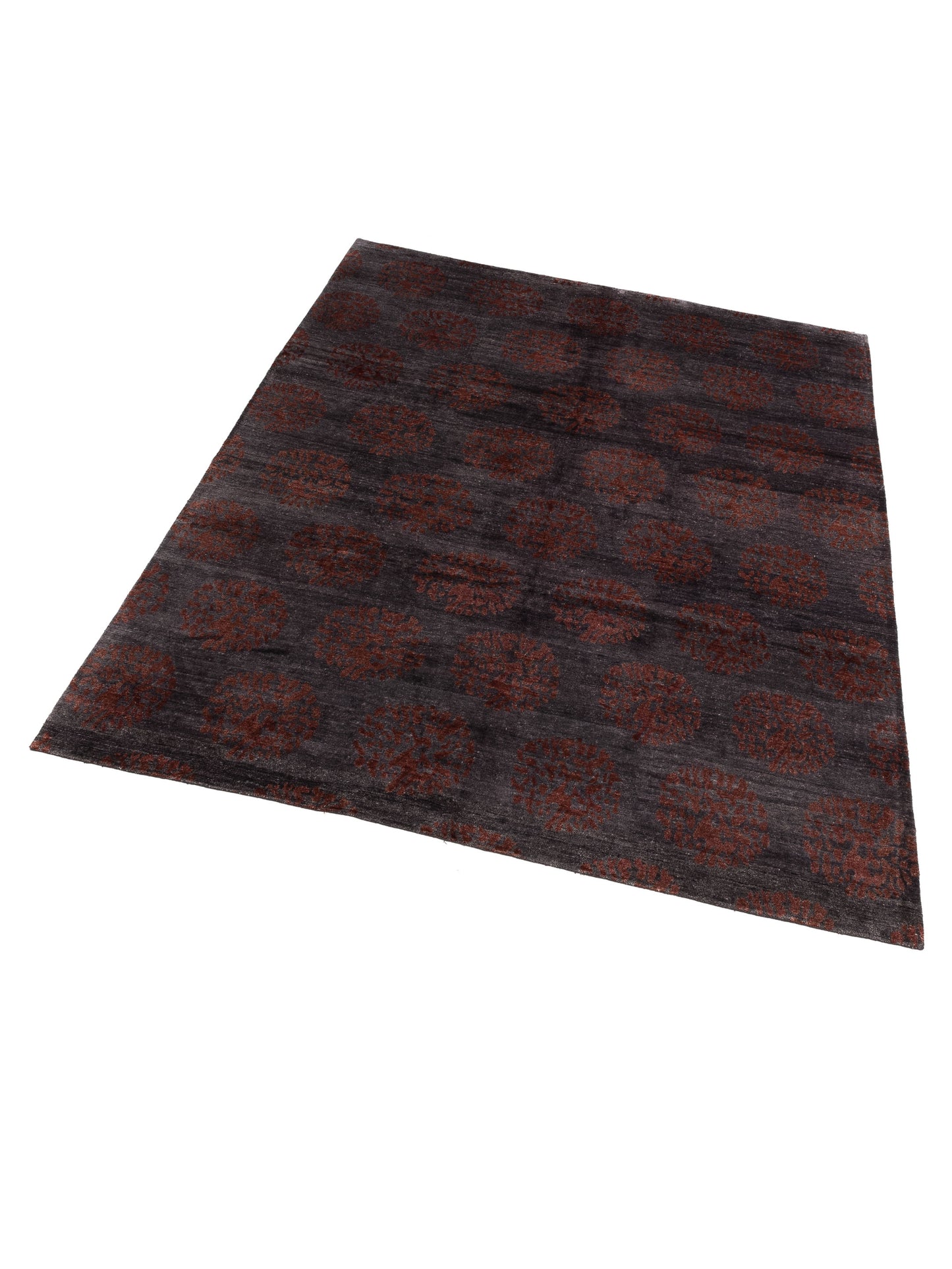 Tenzari Charcoal Red 8.2x9.11 Hand Knotted Rug