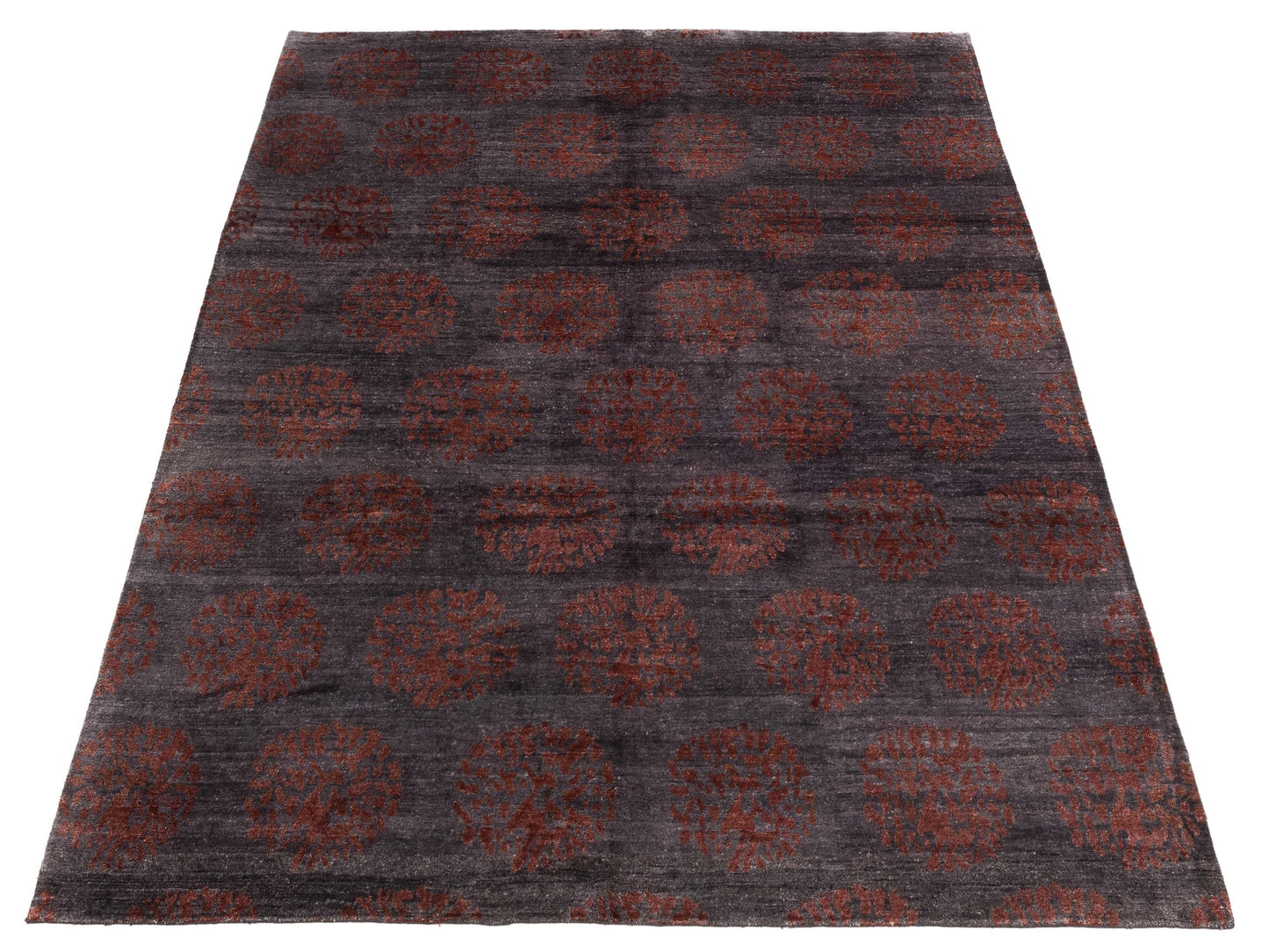Tenzari Charcoal Red 8.2x9.11 Hand Knotted Rug
