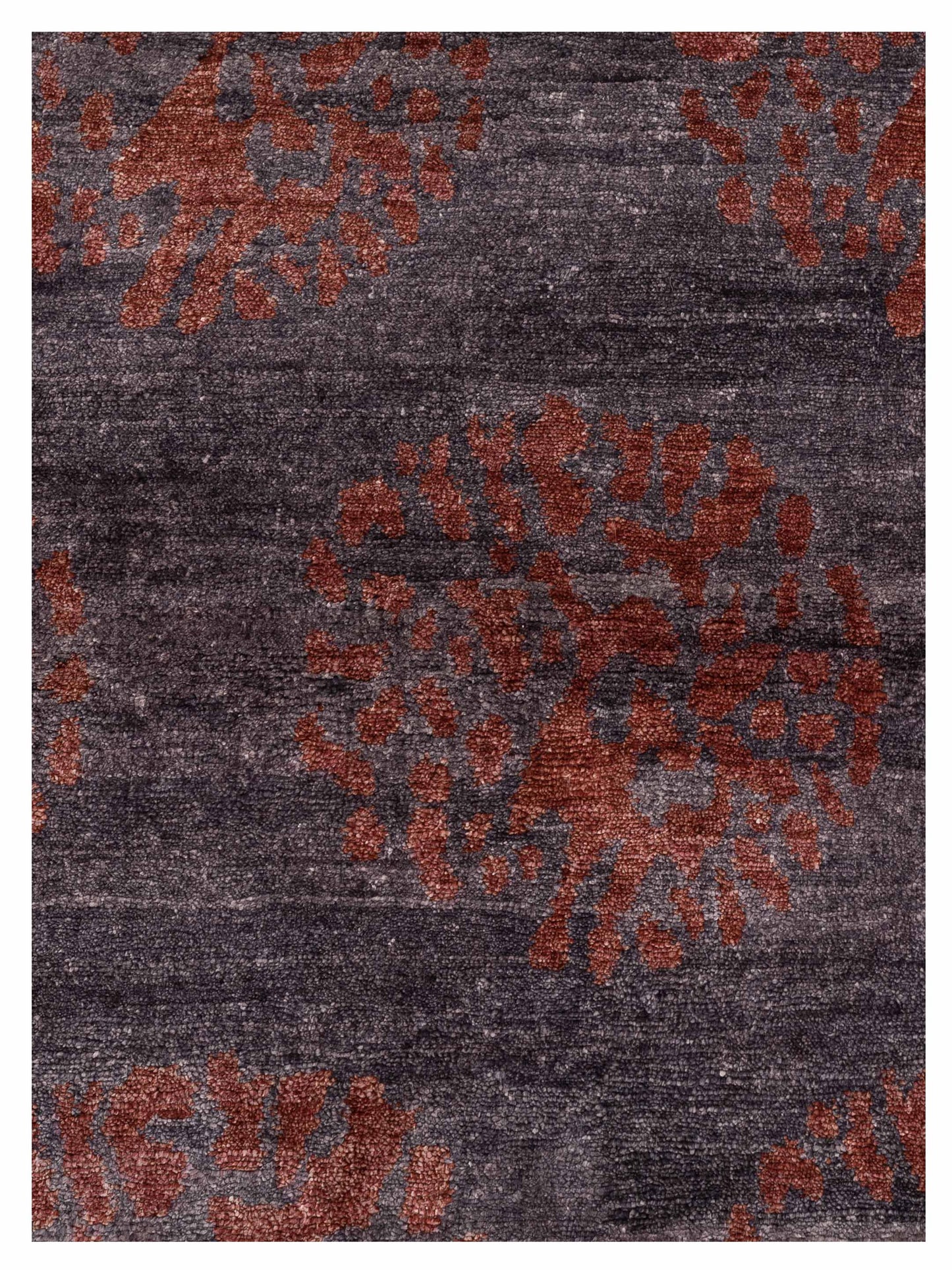 Tenzari Charcoal Red 8.2x9.11 Hand Knotted Rug
