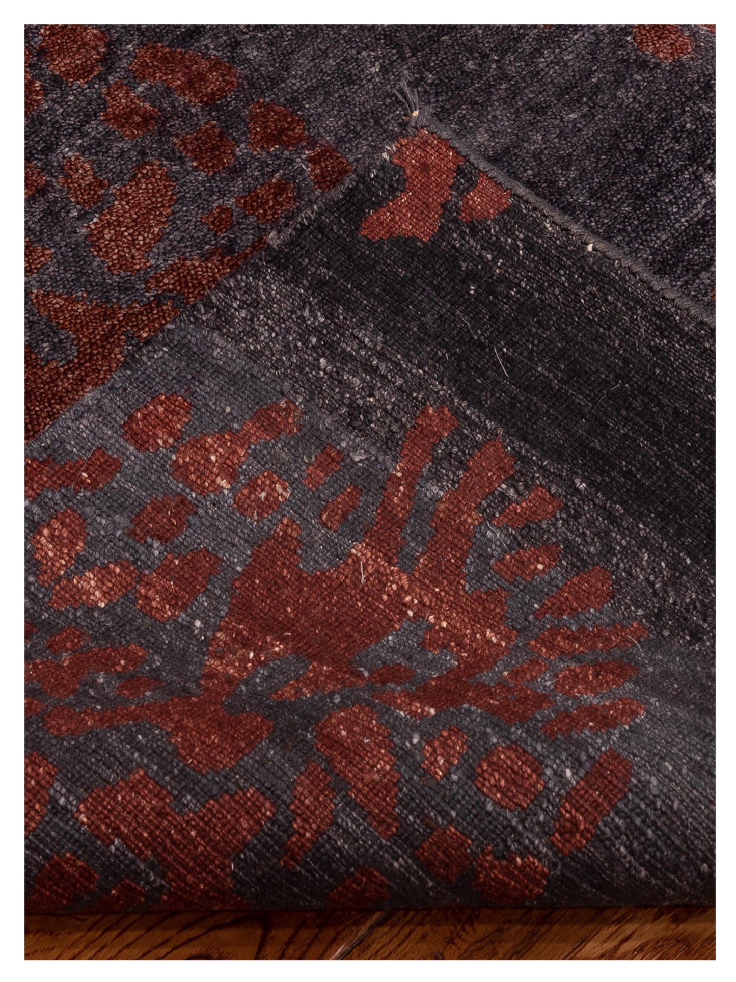 Tenzari Charcoal Red 8.2x9.11 Hand Knotted Rug