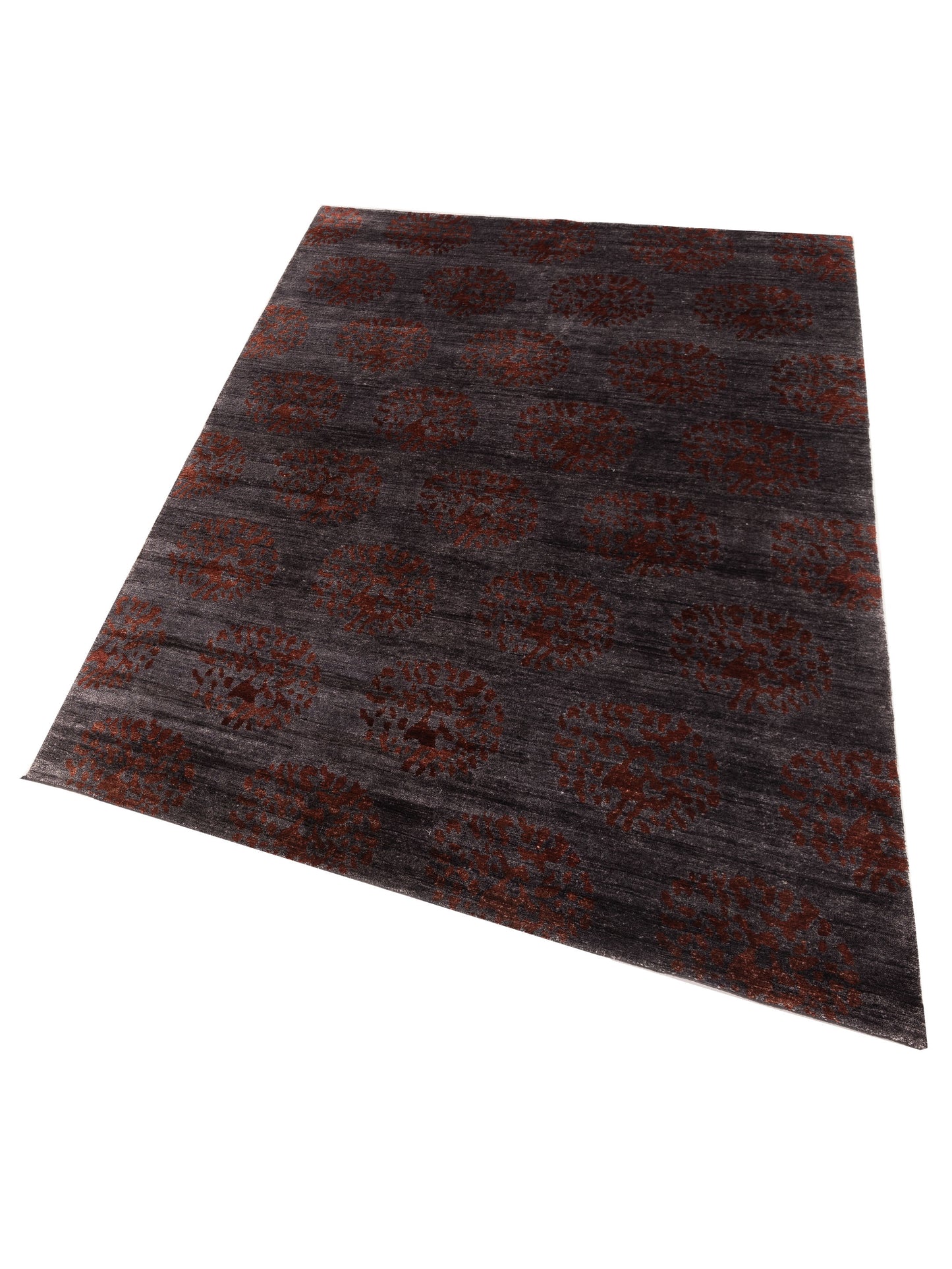 Tenzari Charcoal Red 6x8.11 Hand Knotted Rug