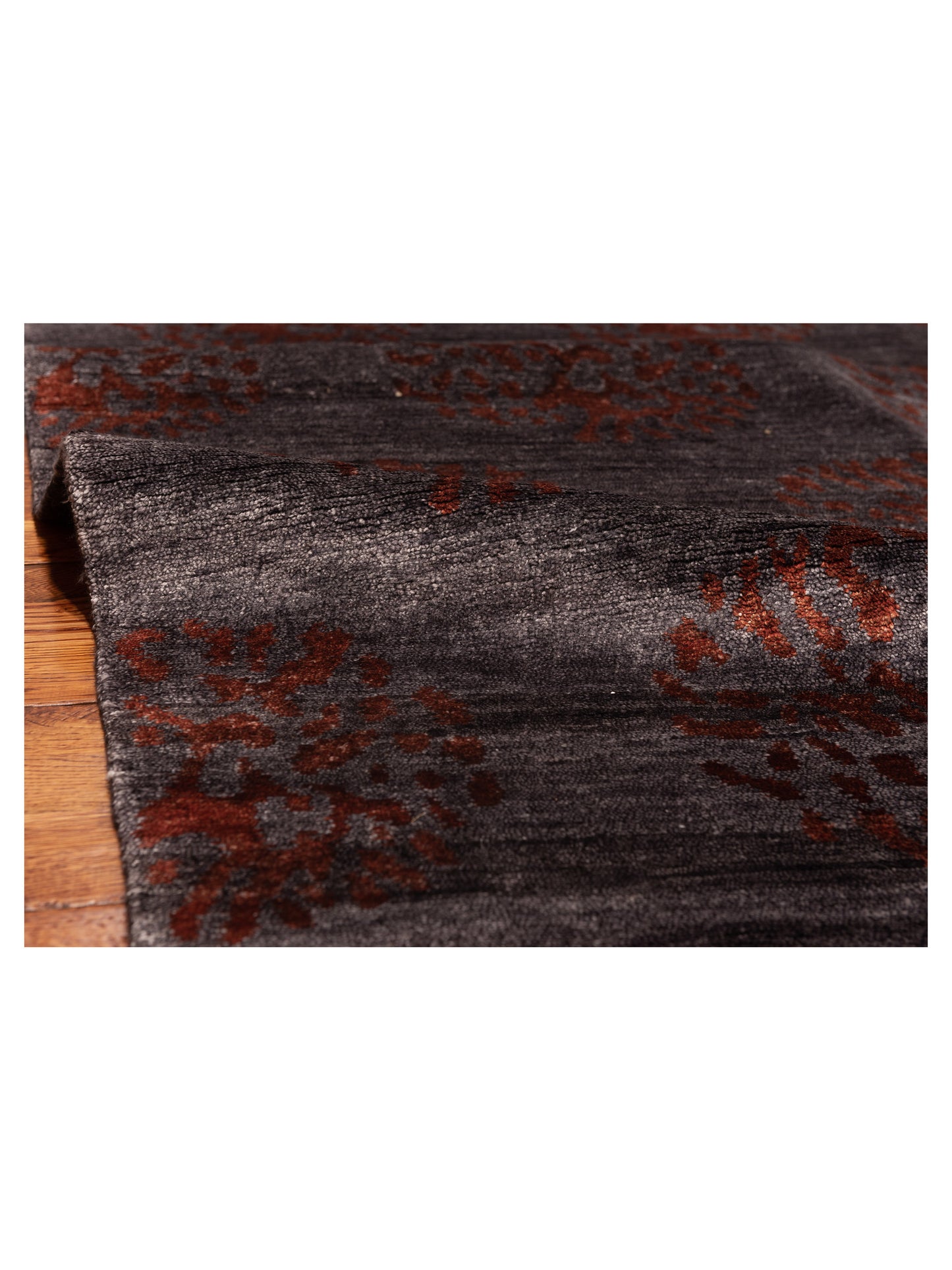 Tenzari Charcoal Red 6x8.11 Hand Knotted Rug