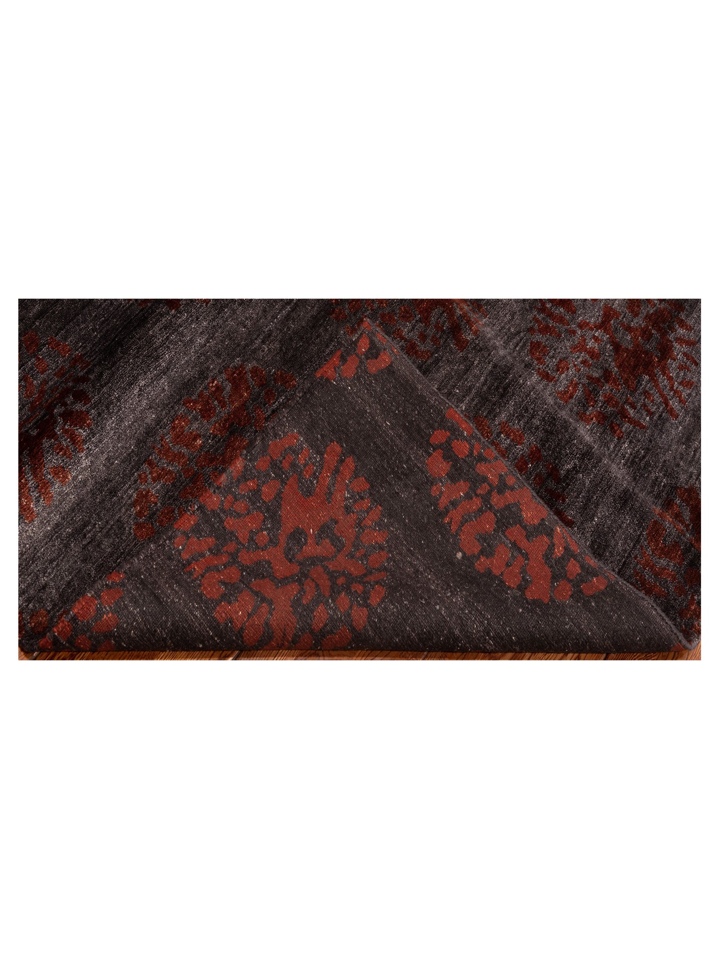 Tenzari Charcoal Red 5.11x8.9 Hand Knotted Rug