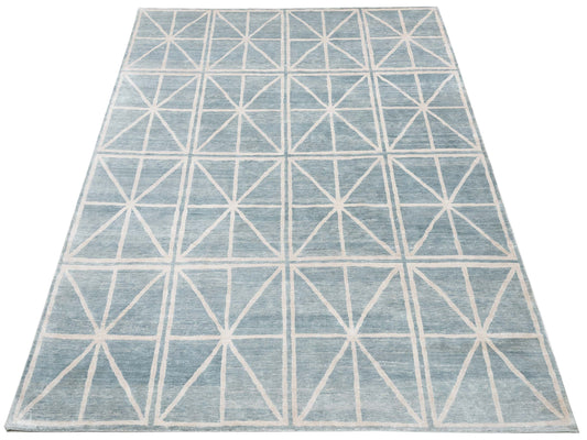 Tenzari Blue 8x10 Hand Knotted Rug