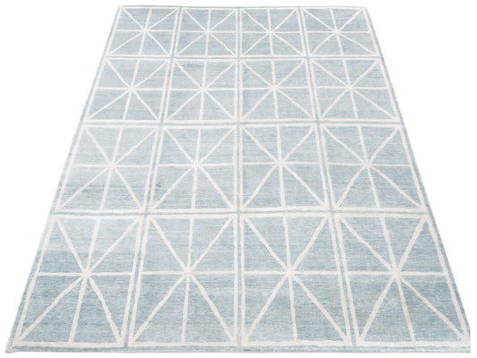 Tenzari Blue 8x9.9 Hand Knotted Rug