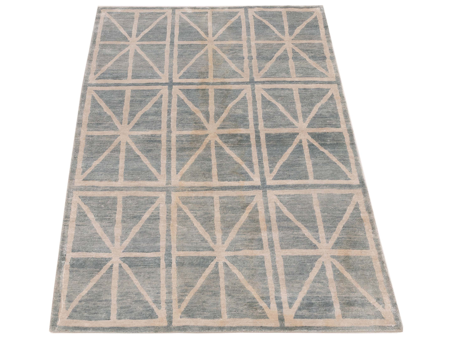 Tenzari Blue 4x6.1 Hand Knotted Rug