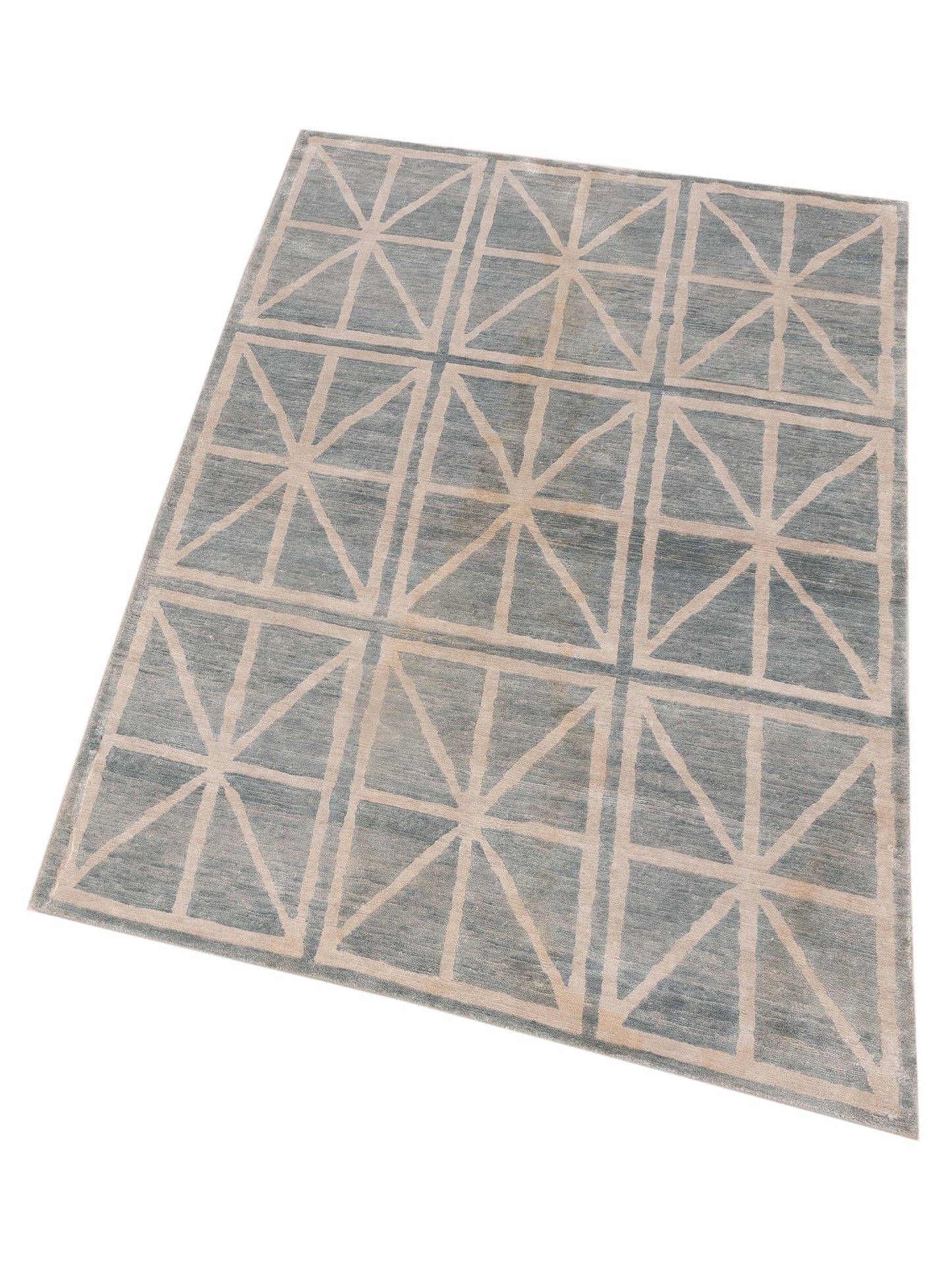 Tenzari Blue 4x6.1 Hand Knotted Rug