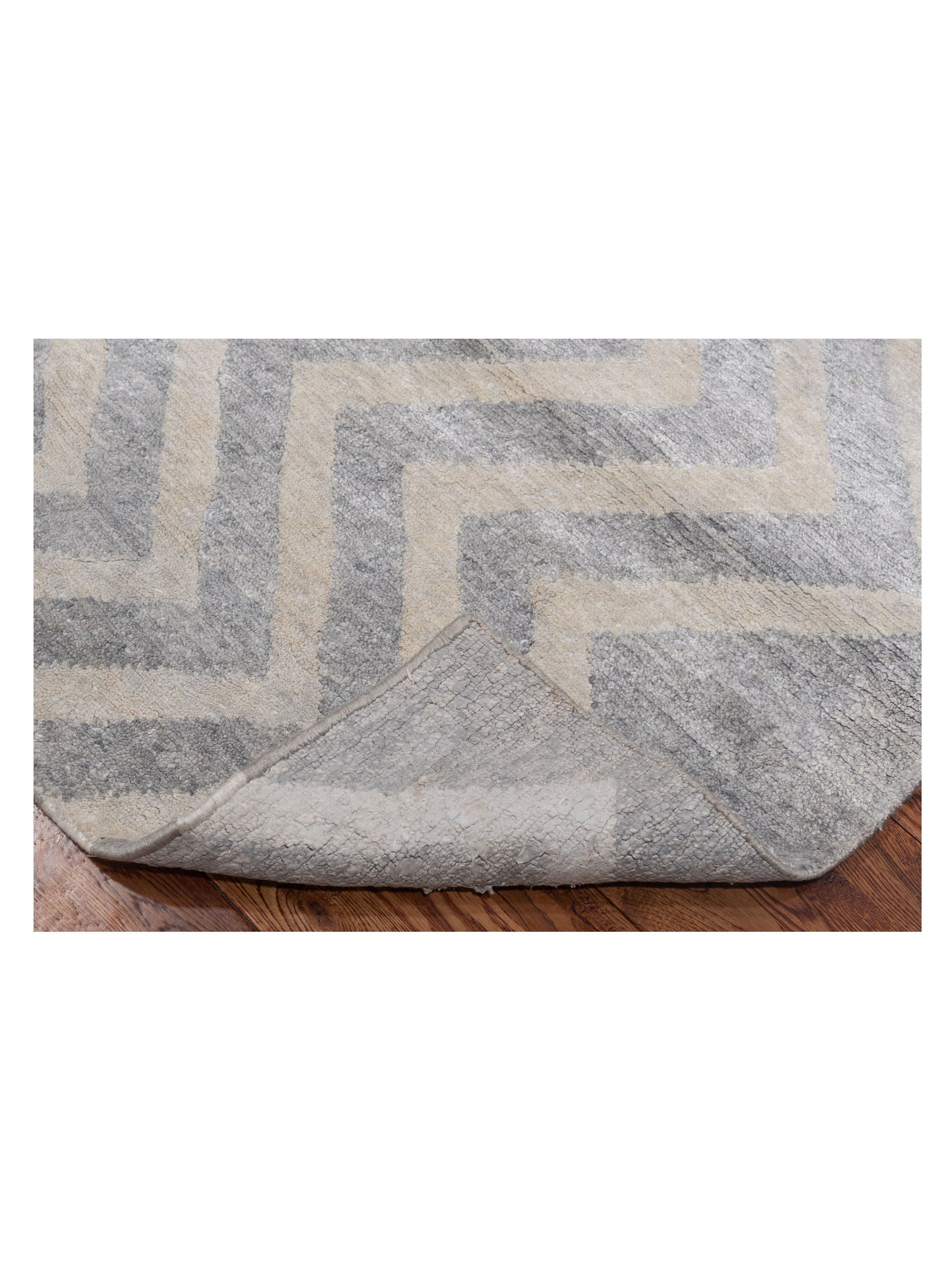 Tenzari Gray Ivory 6.3x8.11 Hand Knotted Rug