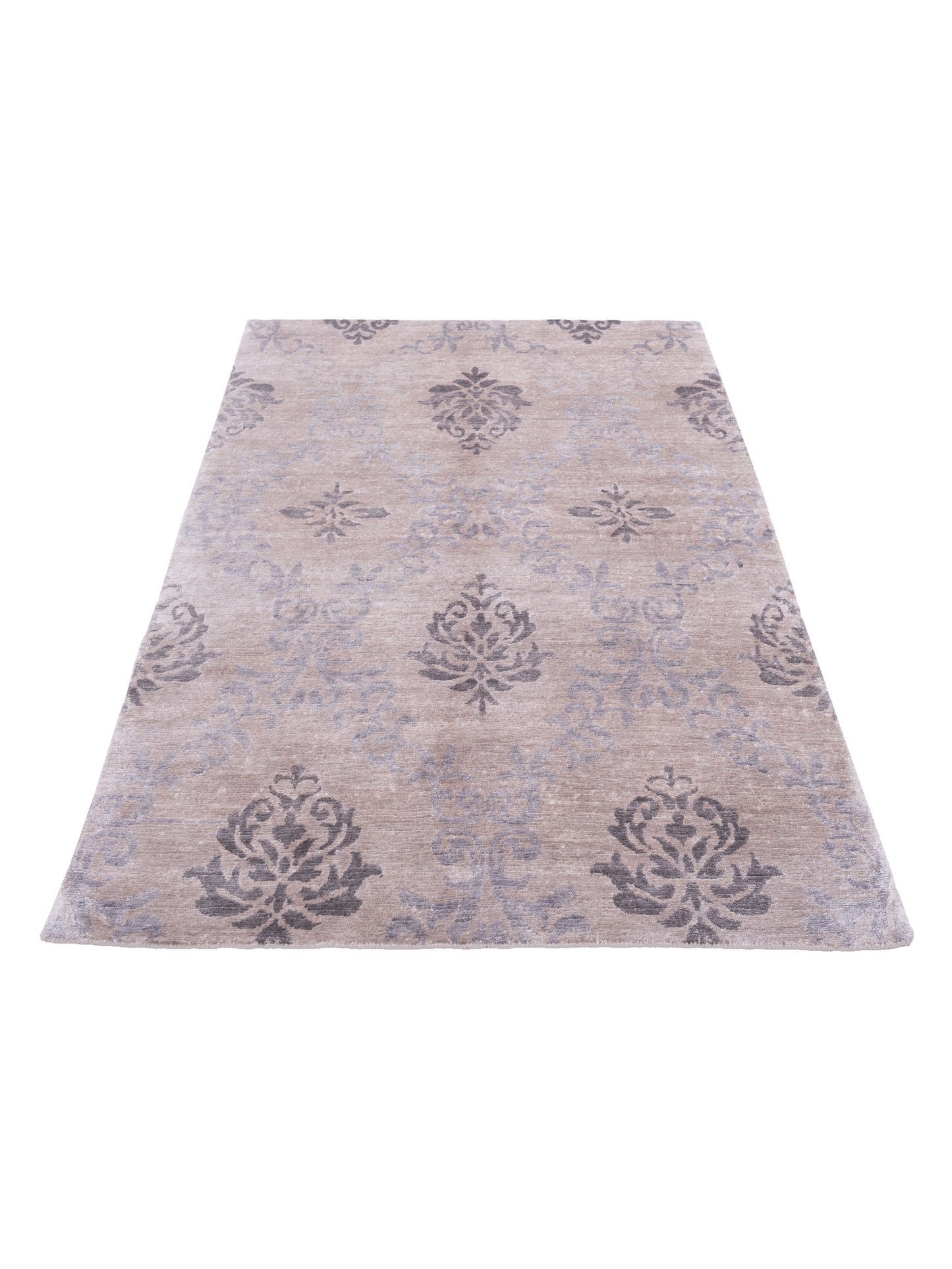 Tenzari Silver Gray 3.11x5.11 Hand Knotted Rug