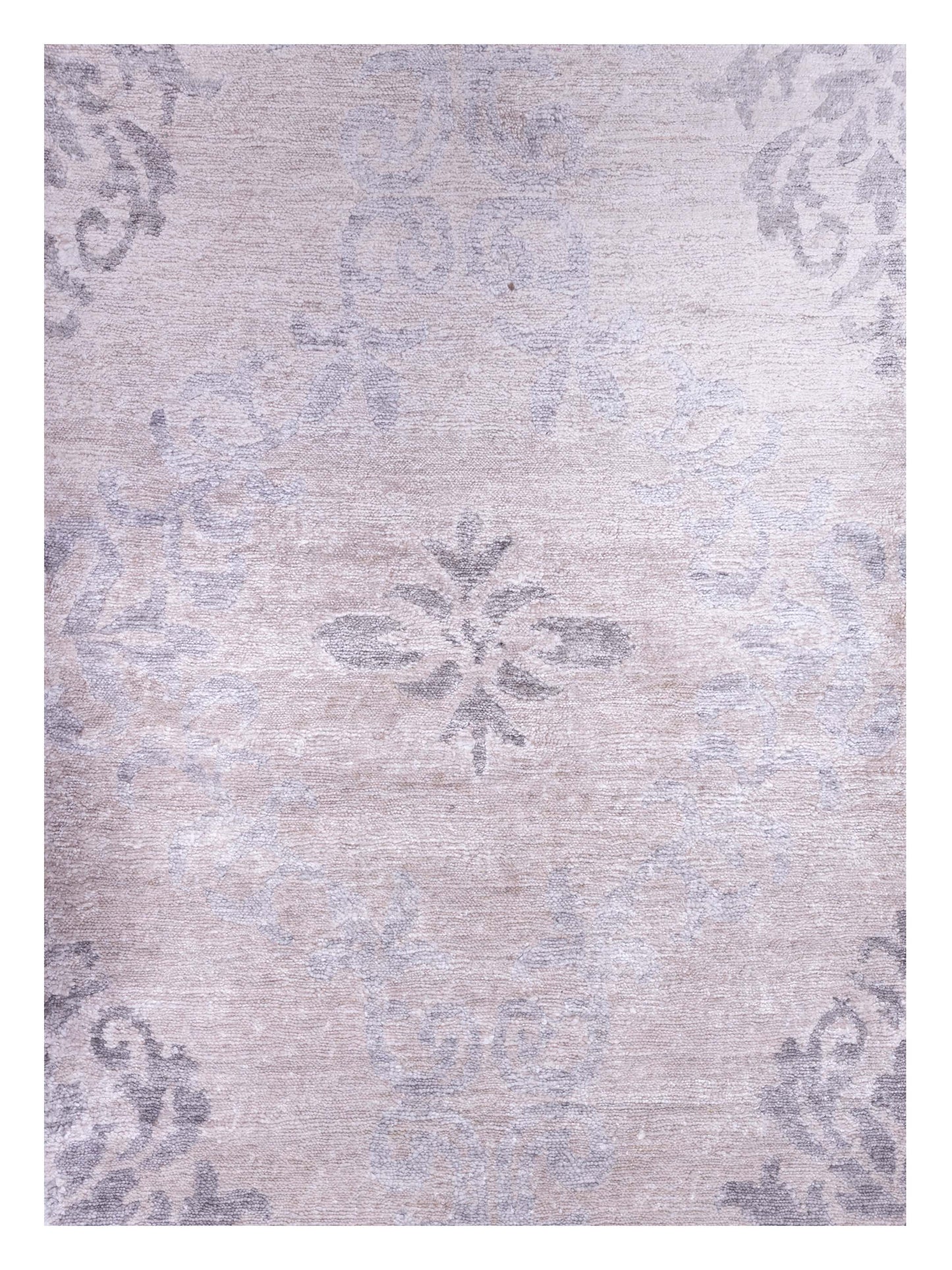 Tenzari Silver Gray 3.11x5.11 Hand Knotted Rug