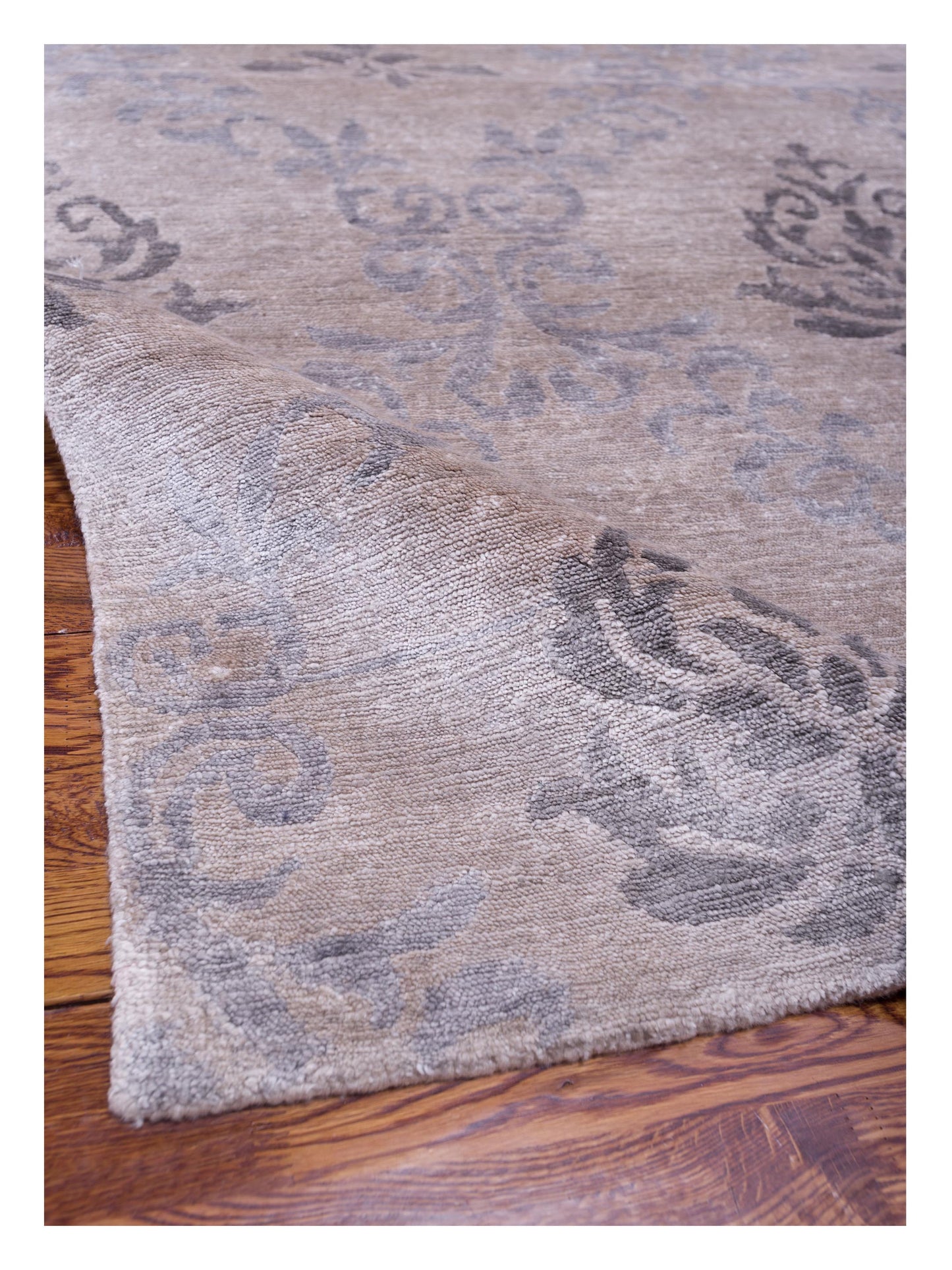 Tenzari Silver Gray 3.11x5.11 Hand Knotted Rug