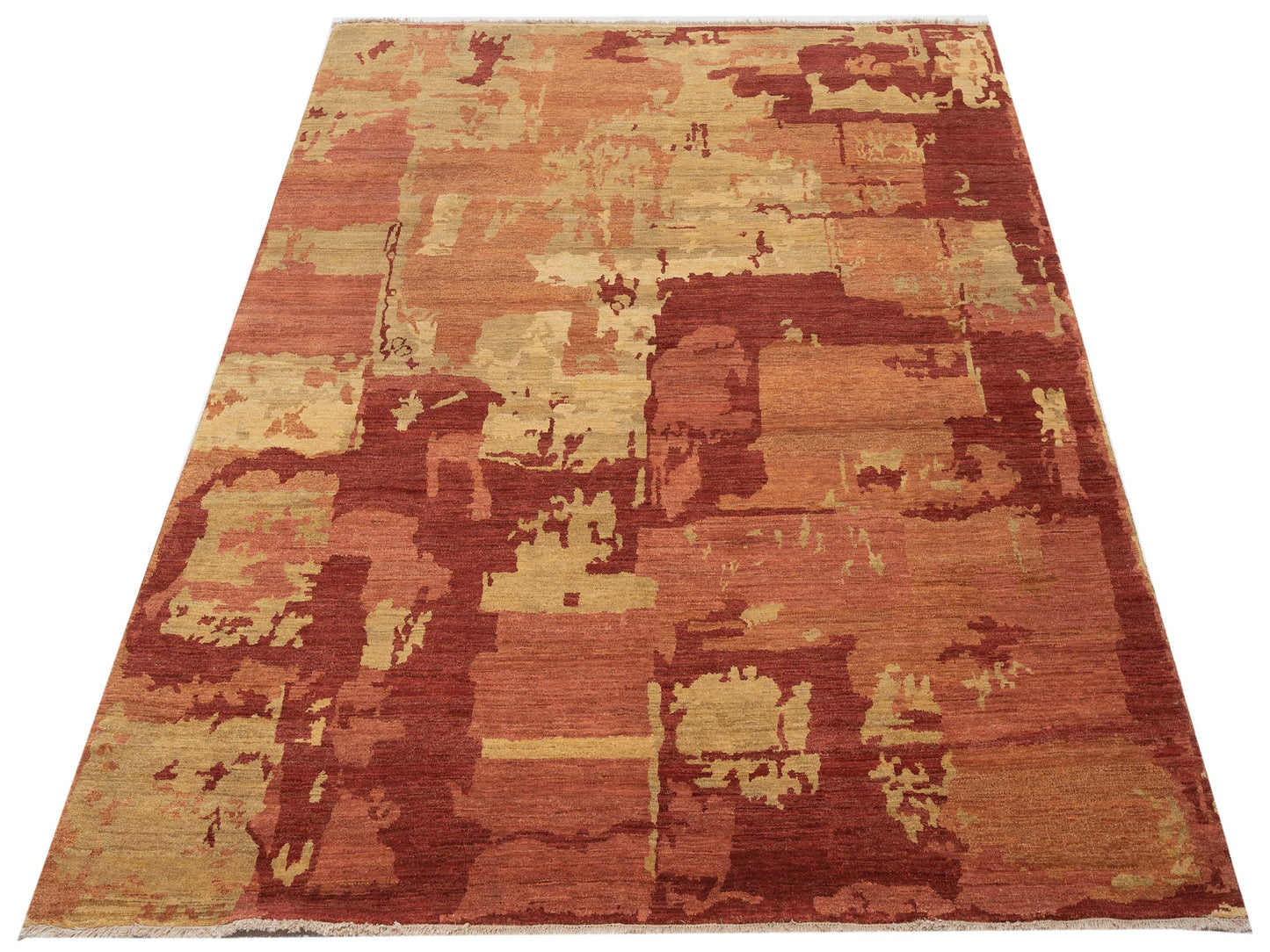 Toneva Coral Gold 7.9x9.4 Hand Knotted Rug