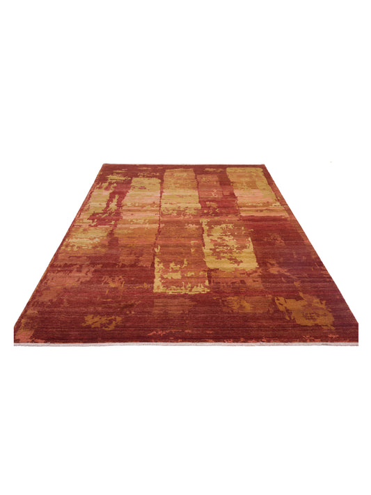 Tenzari Rust 8.9x11.9 Hand Knotted Rug