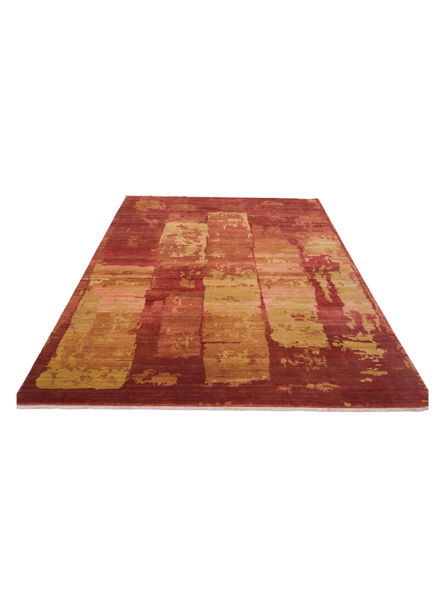Tenzari Rust 8.9x11.9 Hand Knotted Rug