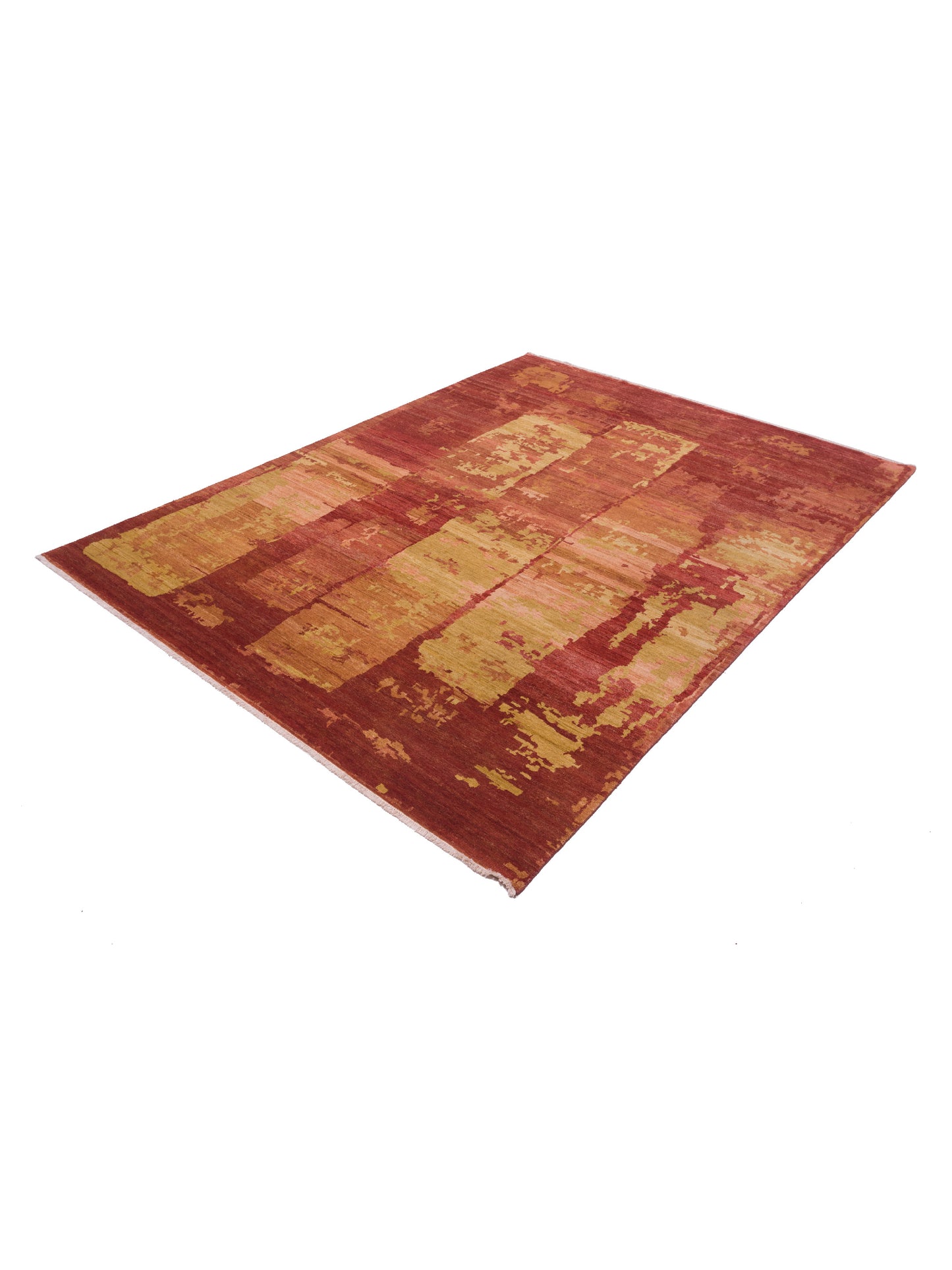 Tenzari Rust 8.9x11.9 Hand Knotted Rug