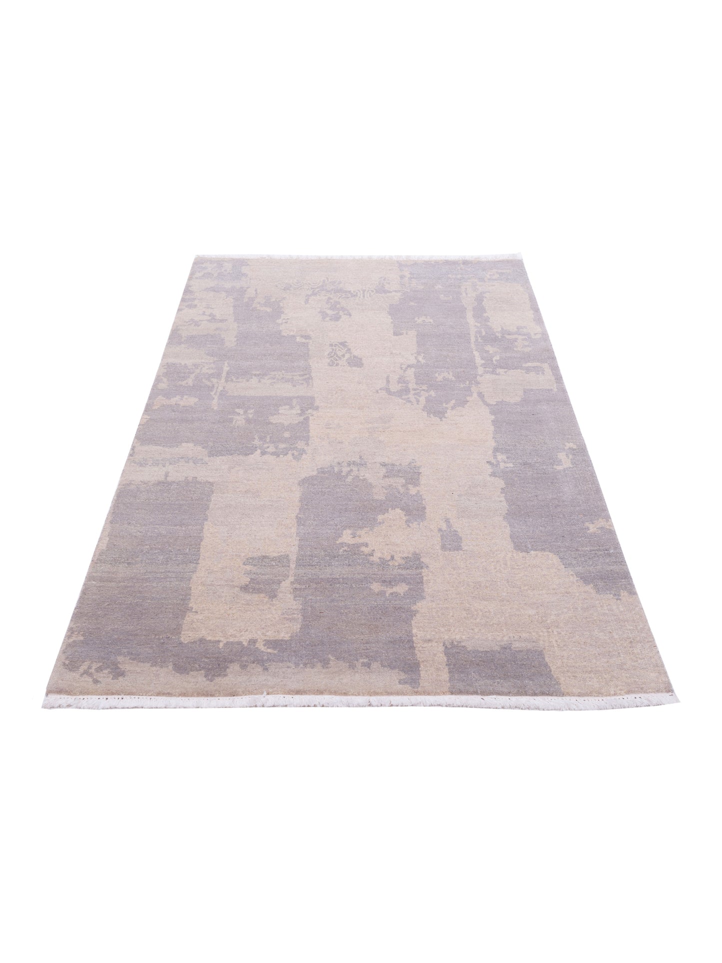 Tenzari Gray Silver 4x6 Hand Knotted Rug