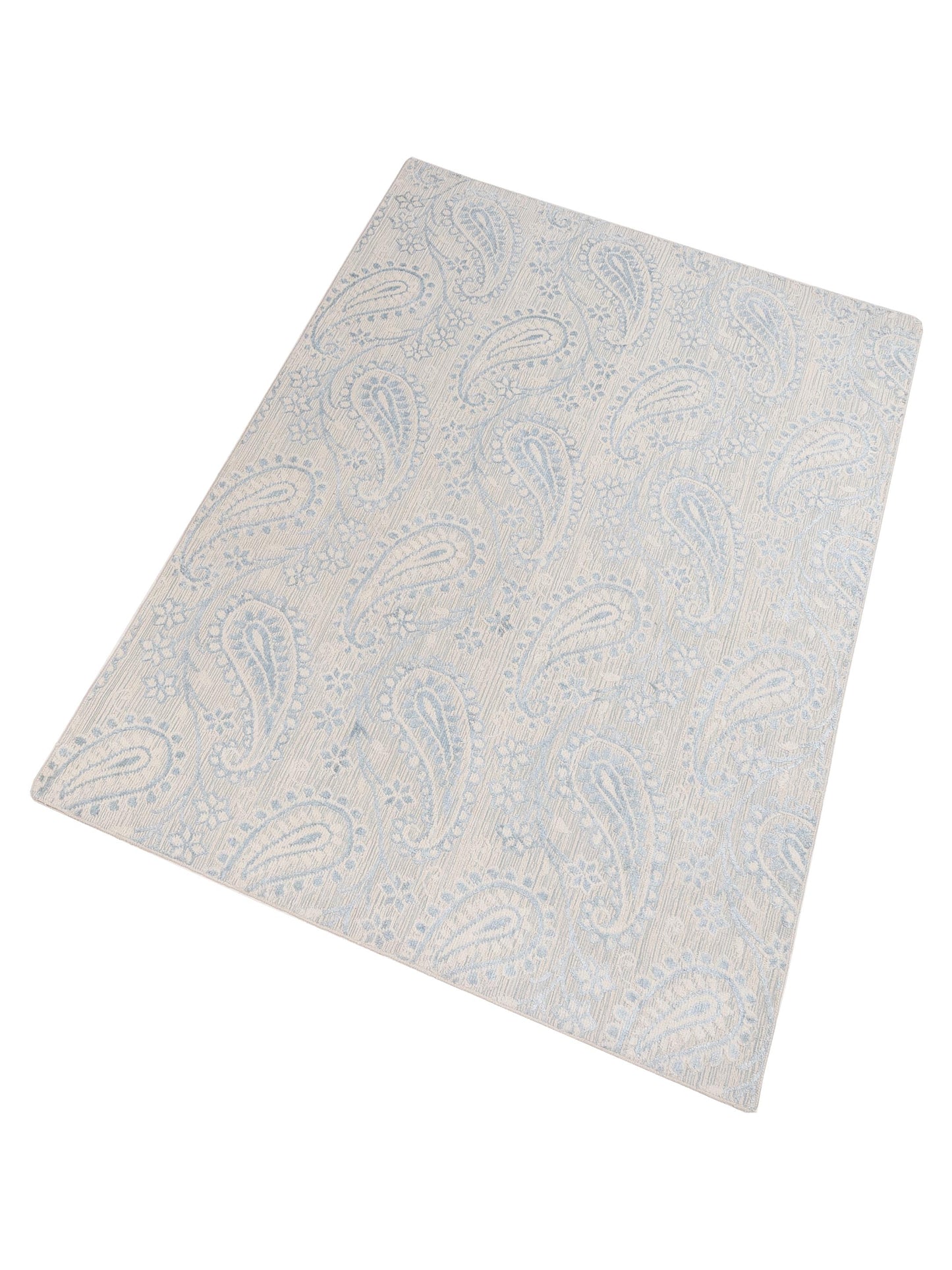 Tibarra Ivory Blue 6x9 Hand Knotted Rug