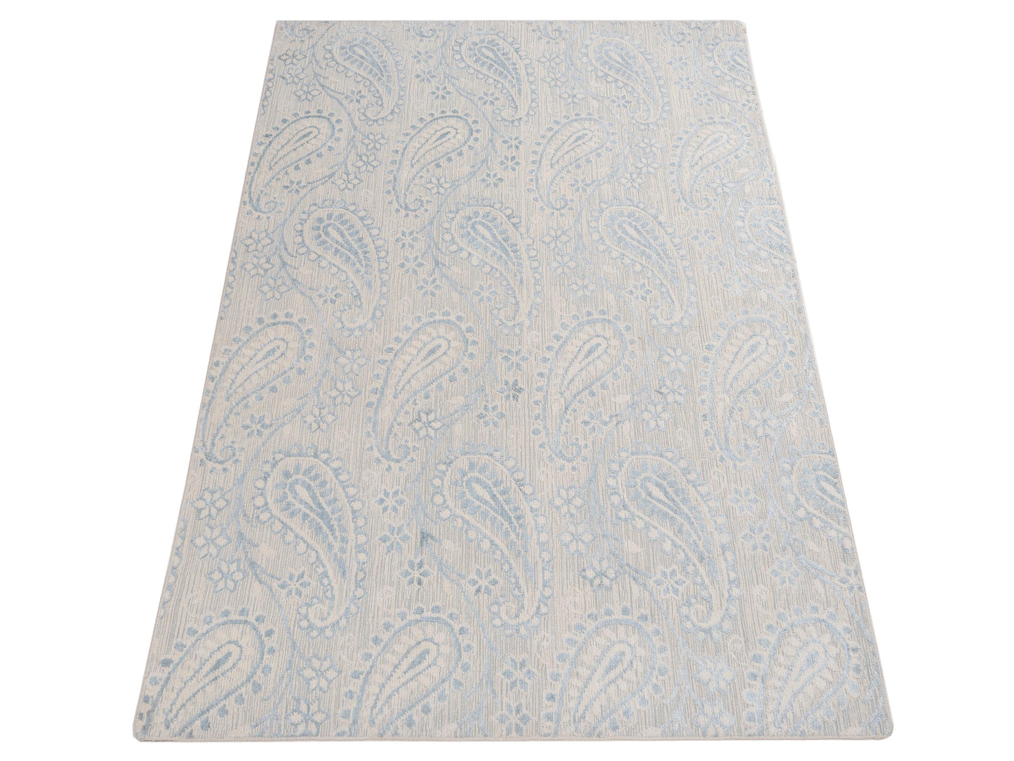 Tibarra Ivory Blue 6x9 Hand Knotted Rug