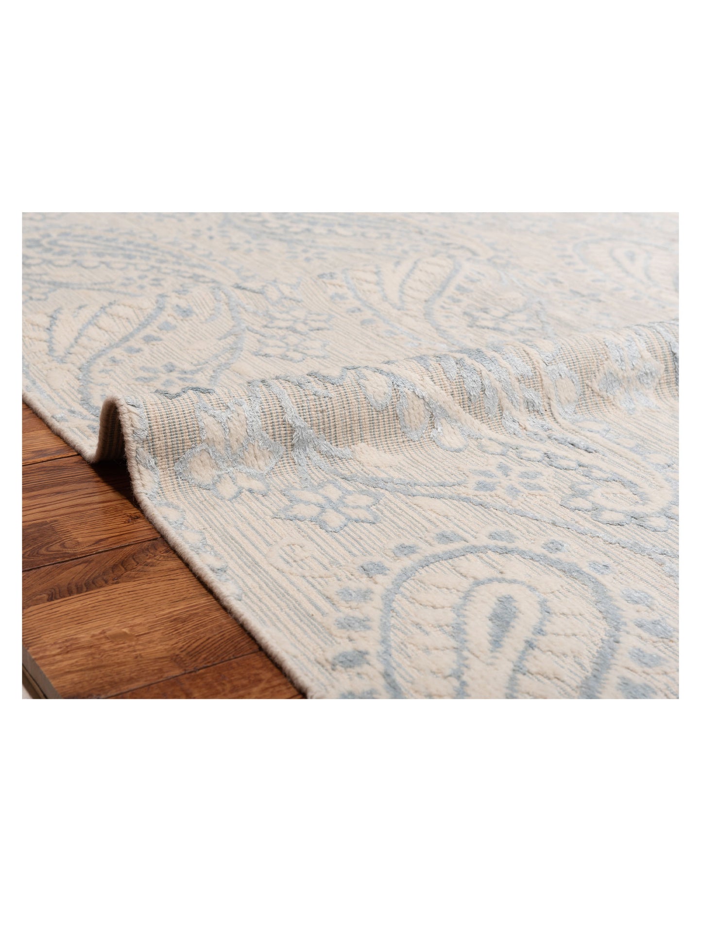 Tibarra Ivory Blue 6x9 Hand Knotted Rug