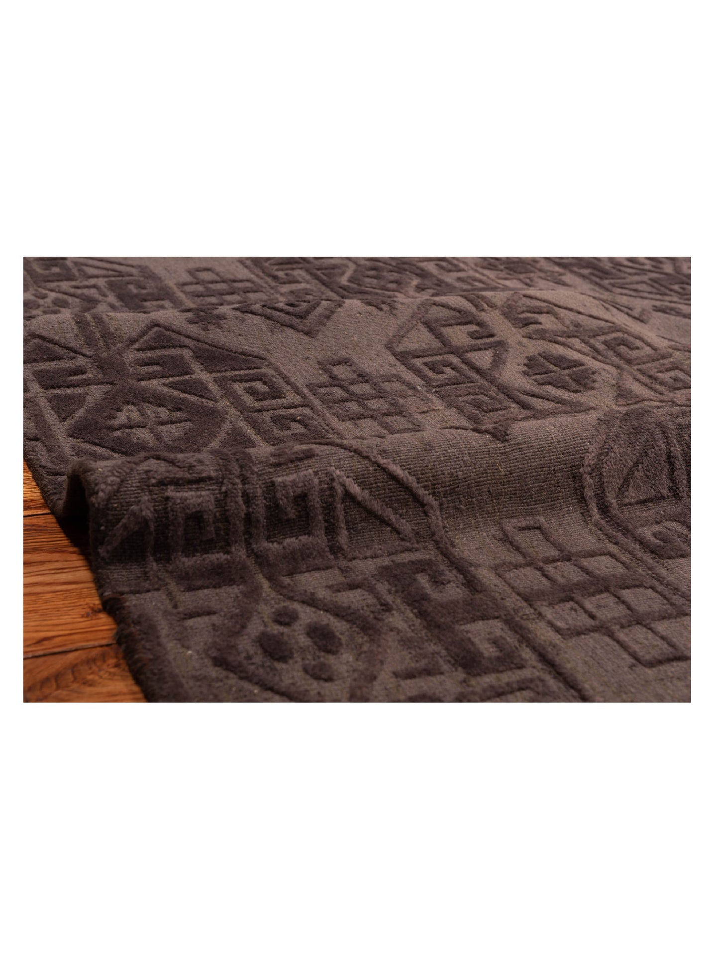 Tibarra Dark Brown Dark Brown 9x12 Hand Knotted Rug