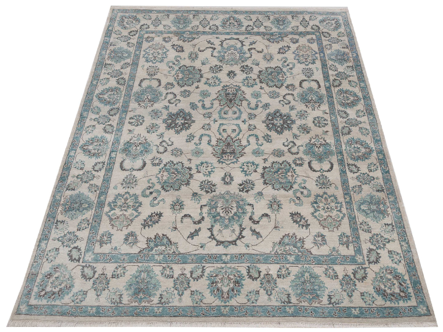 Tenzari Ivory Ivory 8.2x10.4 Hand Knotted Rug