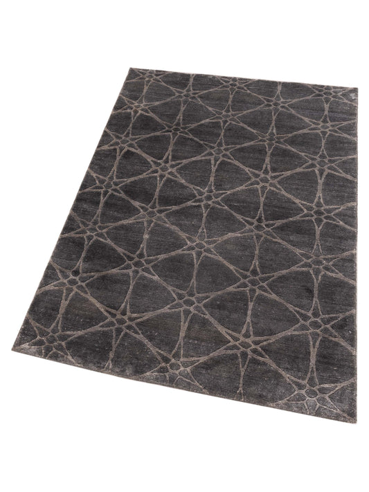 Tenzari Gray 4.1x6.1 Hand Knotted Rug