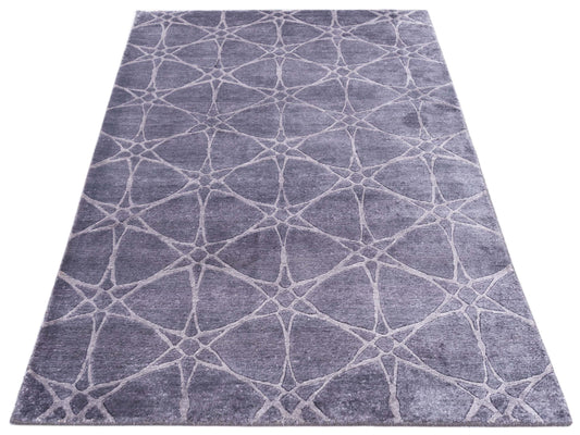 Tenzari Dark Gray 4.2x6.1 Hand Knotted Rug