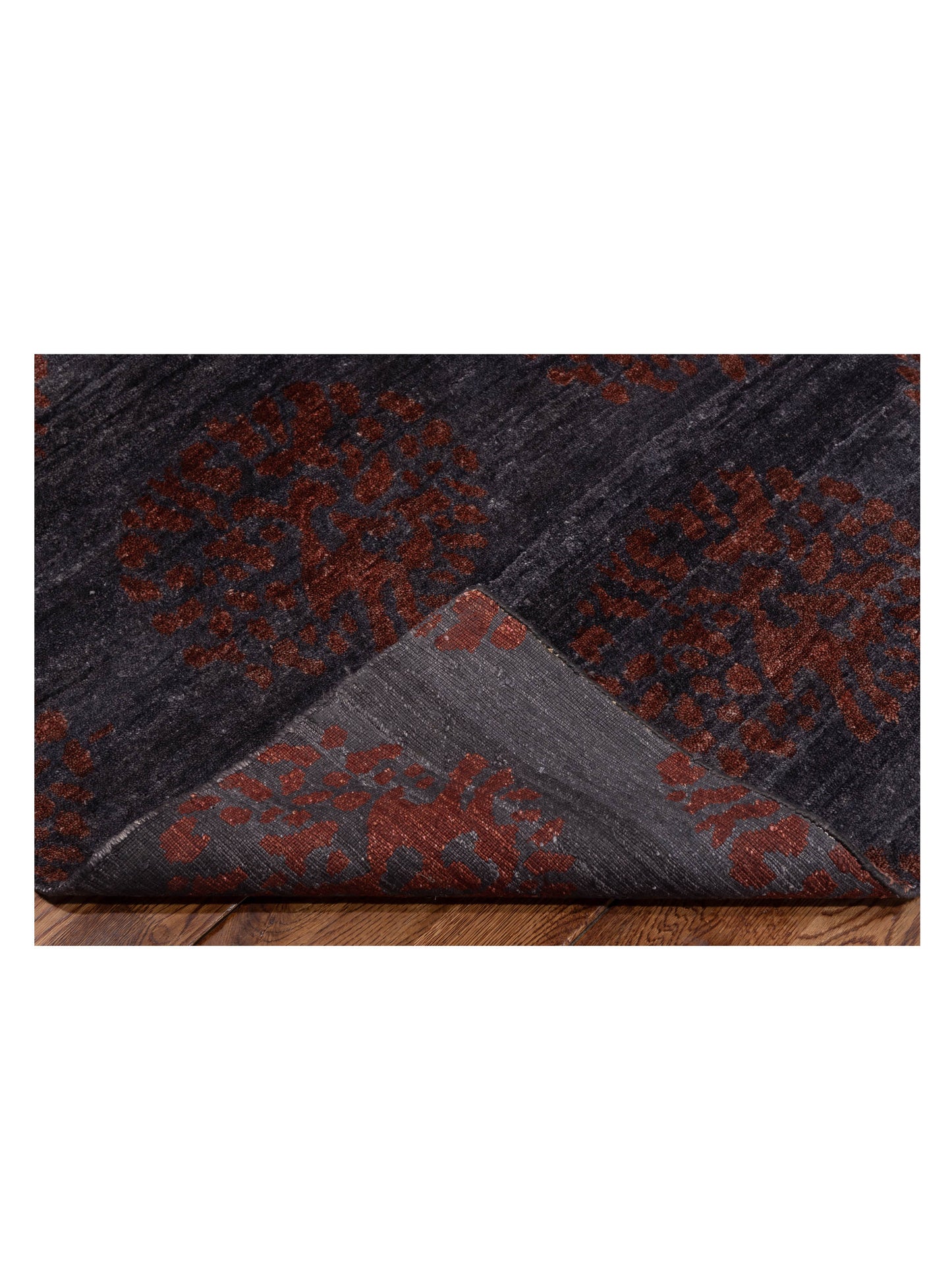 Tenzari Charcoal Red 8.1x10.1 Hand Knotted Rug