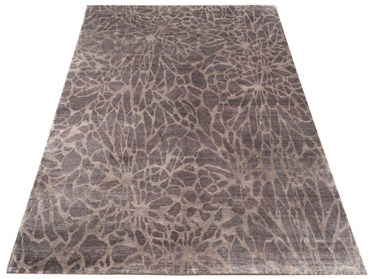 Tenzari Brown 8x9.9 Hand Knotted Rug