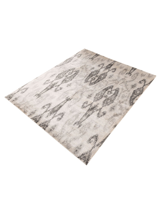 Tenzari Light Gray 8x9.11 Hand Knotted Rug
