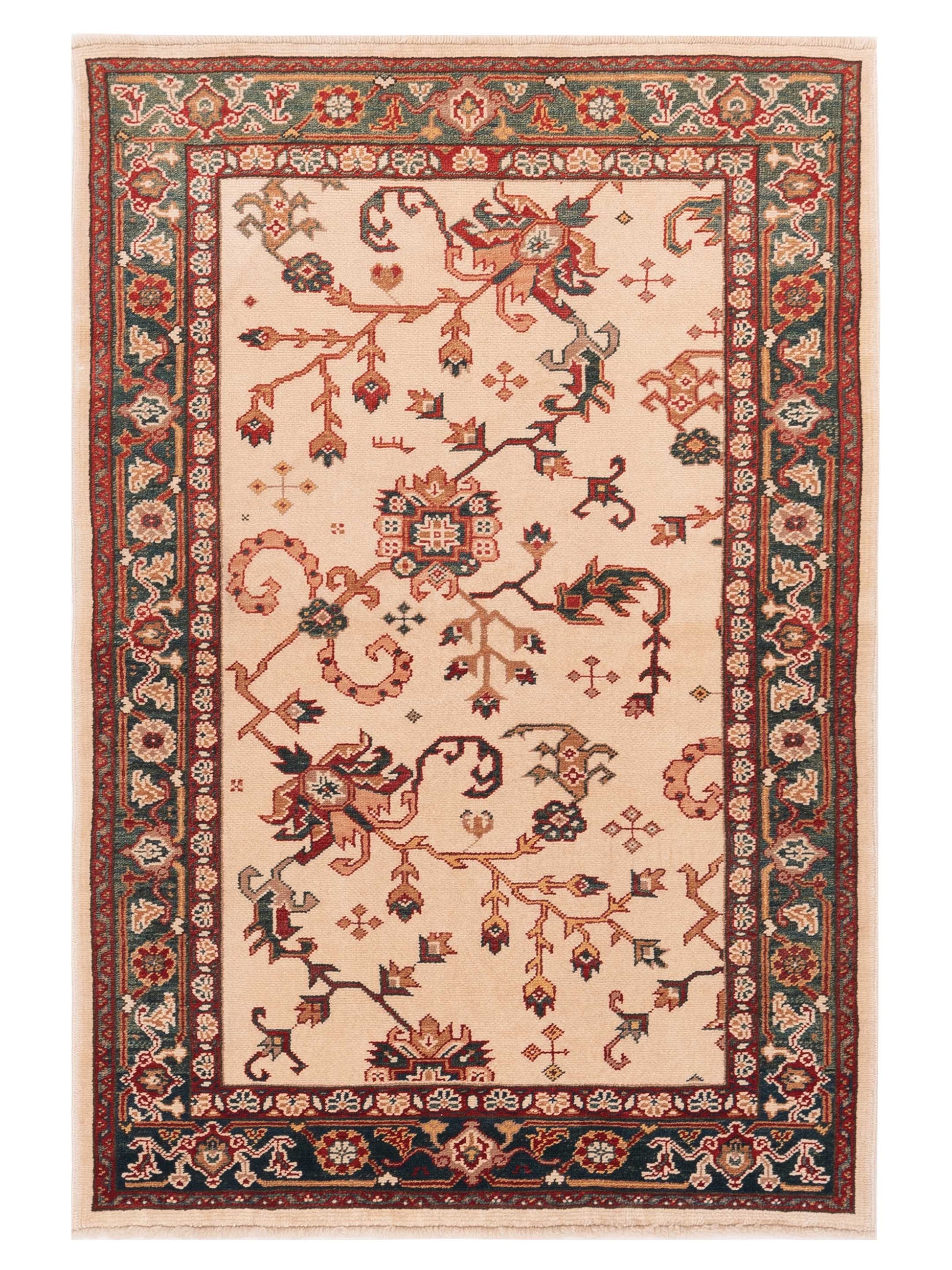 Pasha Antique Loom  Ivory Green Traditional