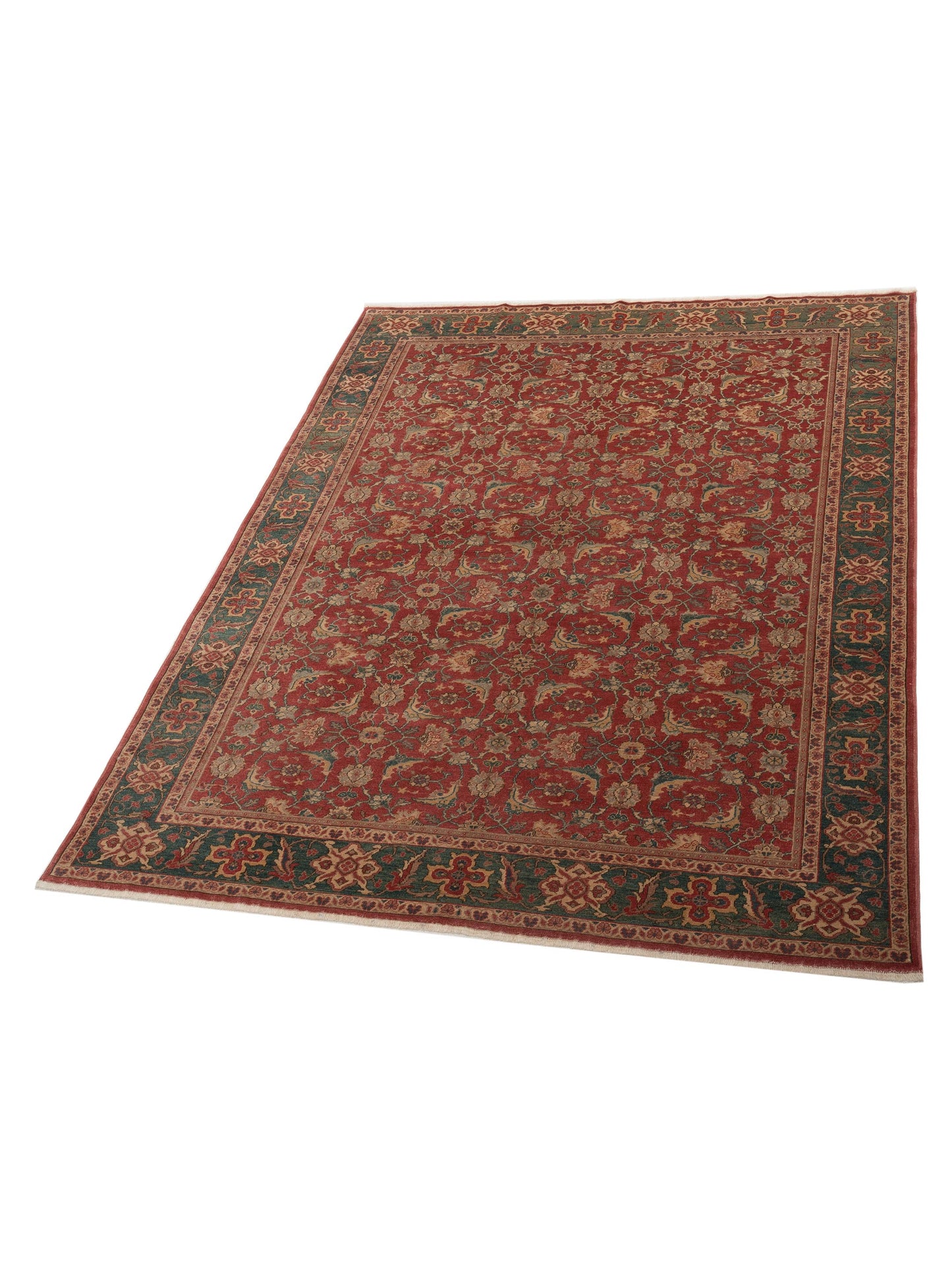 Antiqua Loom Rust Green 8x9.8 Hand Knotted Rug