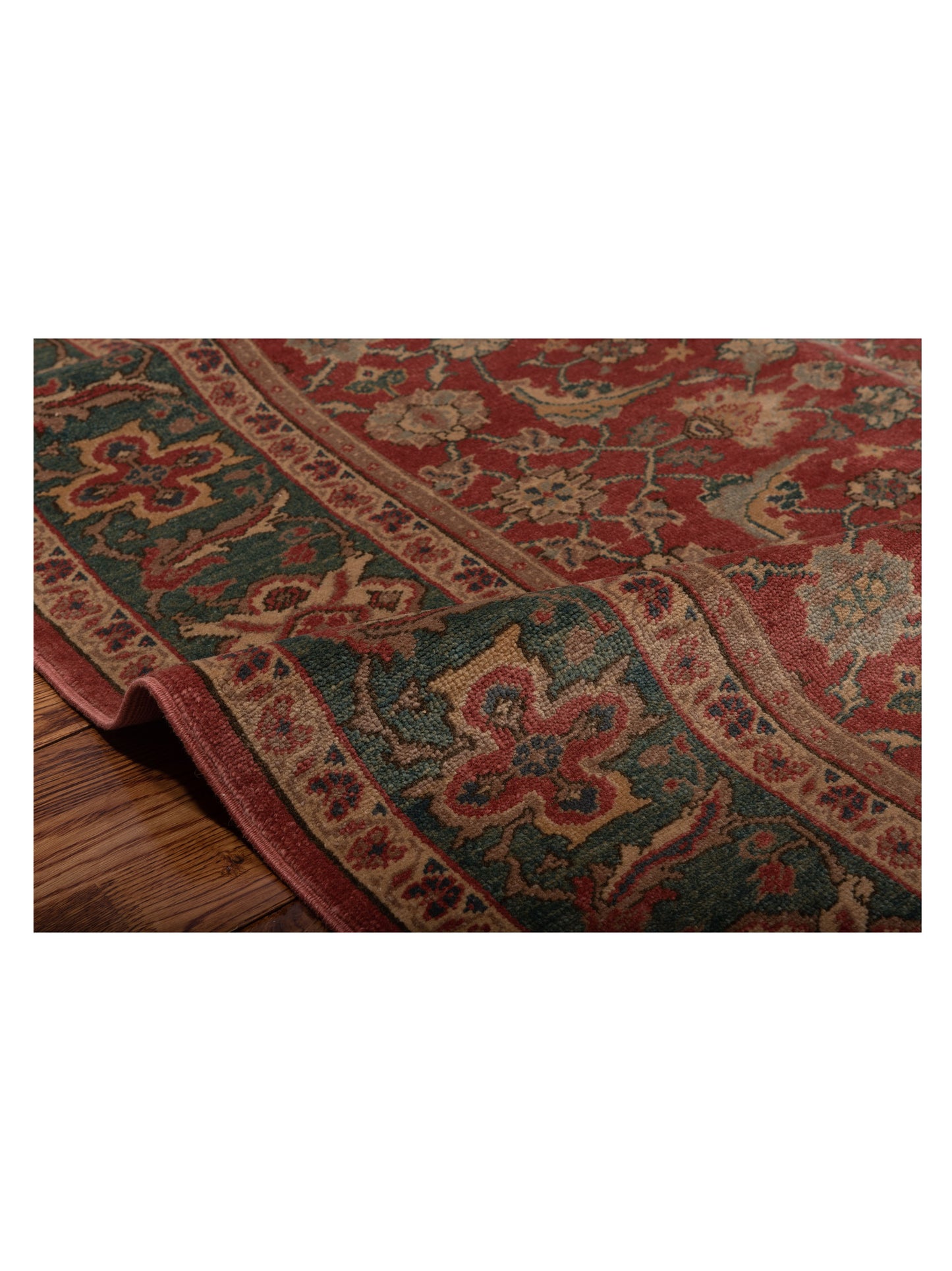 Antiqua Loom Rust Green 8x9.8 Hand Knotted Rug