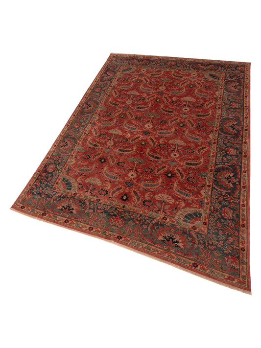 Antiqua Loom Rust Blue 6.9x10.4 Hand Knotted Rug