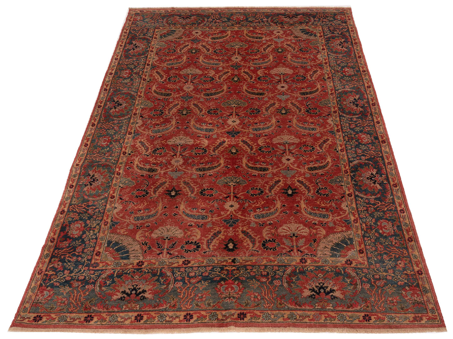 Antiqua Loom Rust Blue 6.9x10.4 Hand Knotted Rug