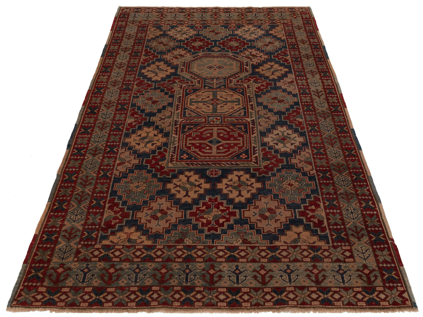Shirvara Navy Red 4.1x6.5 Hand Knotted Rug