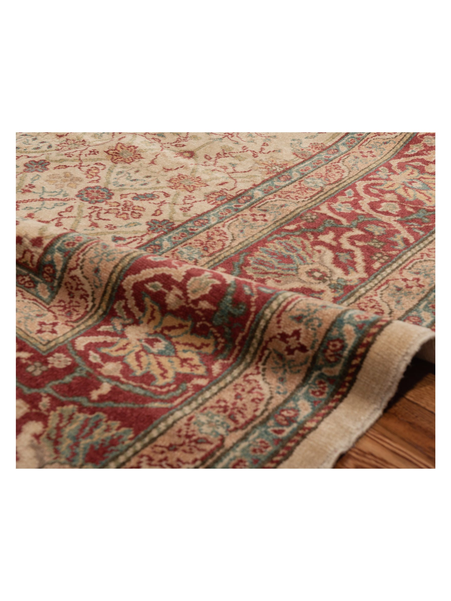 Antiqua Loom Beige Red 6.9x8.11 Hand Knotted Rug