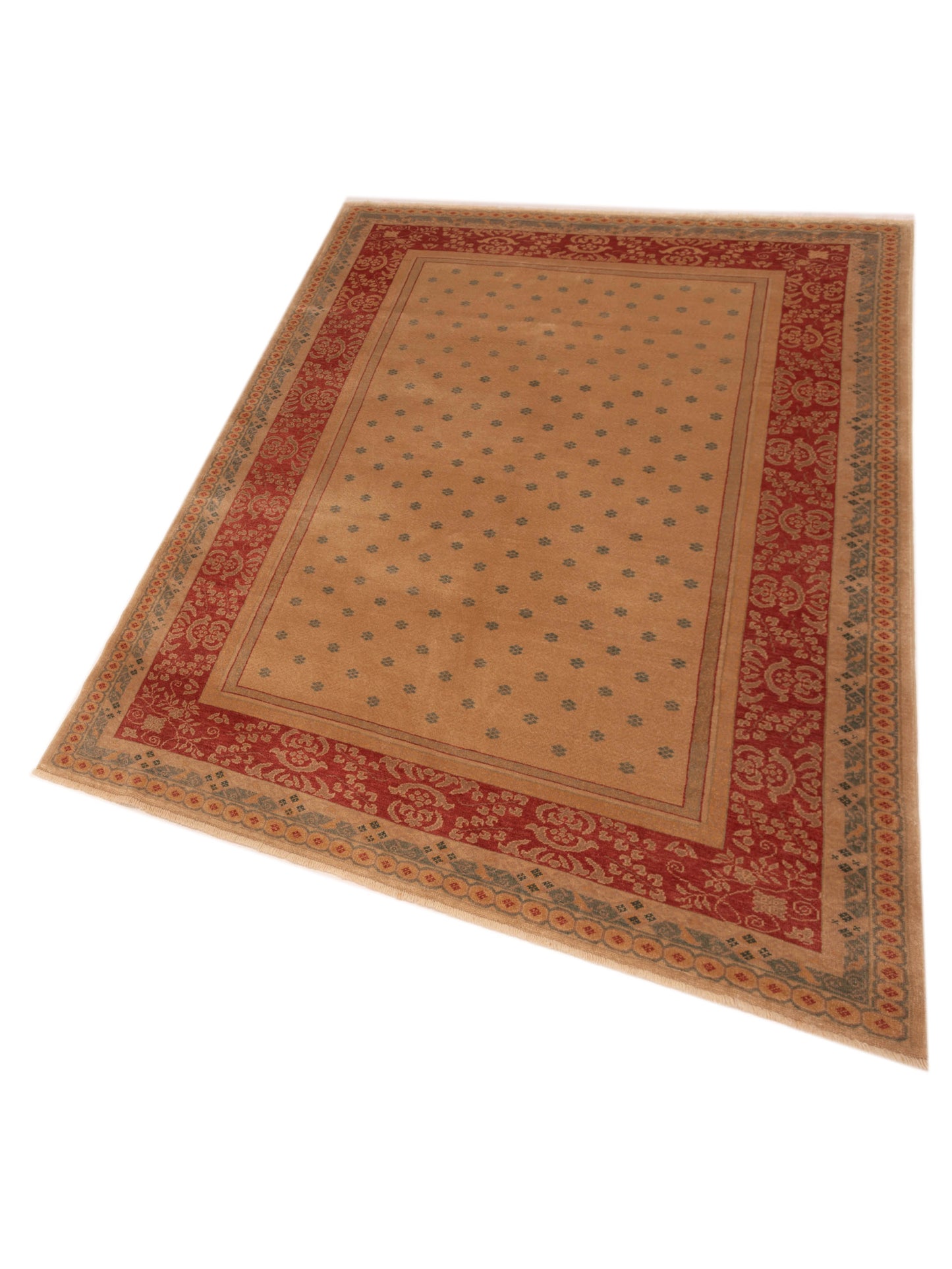 Antiqua Loom Cream Red 6.8x8.3 Hand Knotted Rug