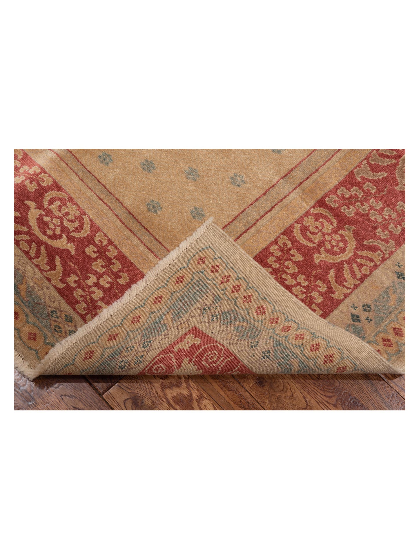Antiqua Loom Cream Red 6.8x8.3 Hand Knotted Rug