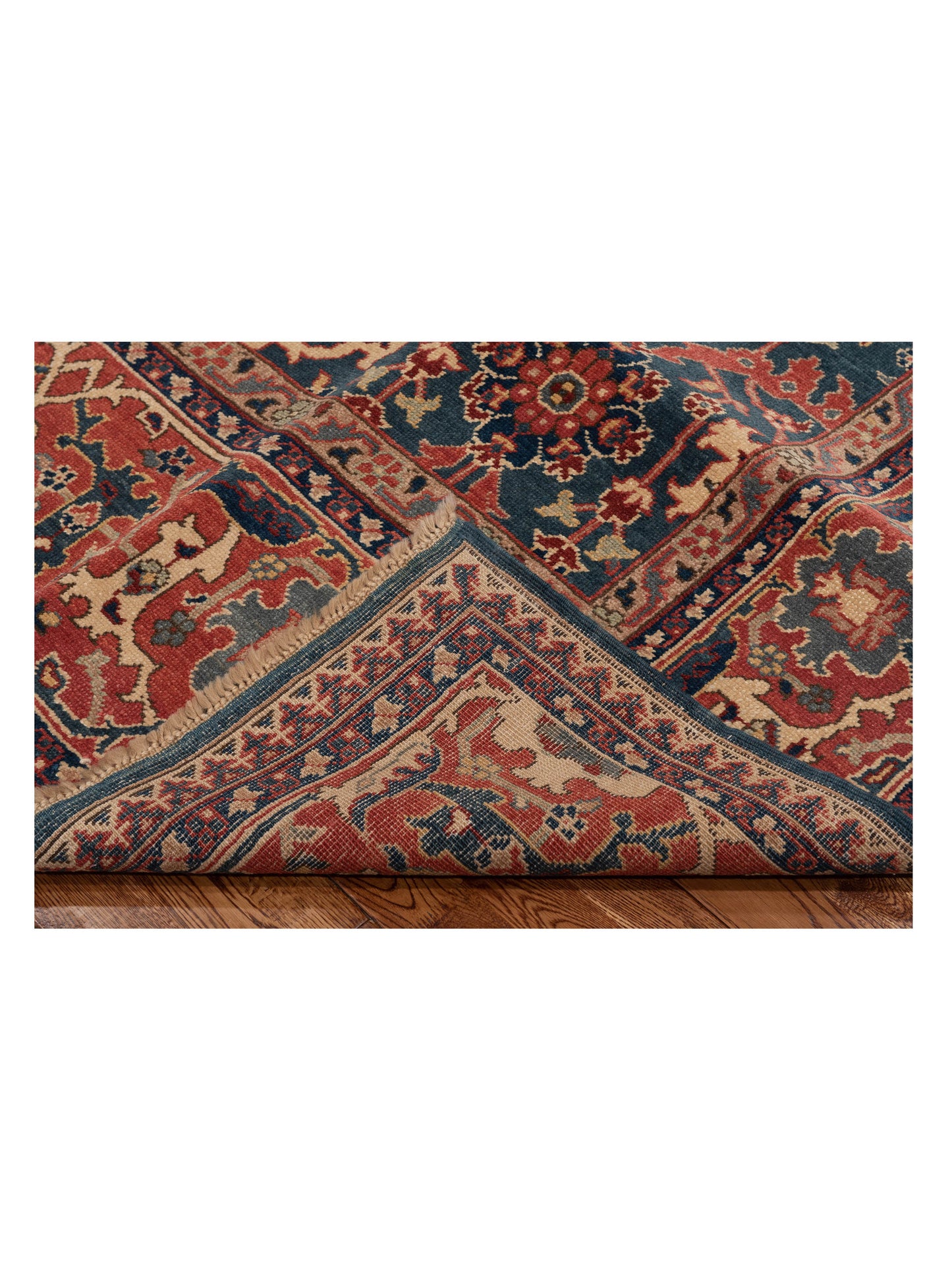 Antiqua Loom Blue Red 6.9x7.3 Hand Knotted Rug