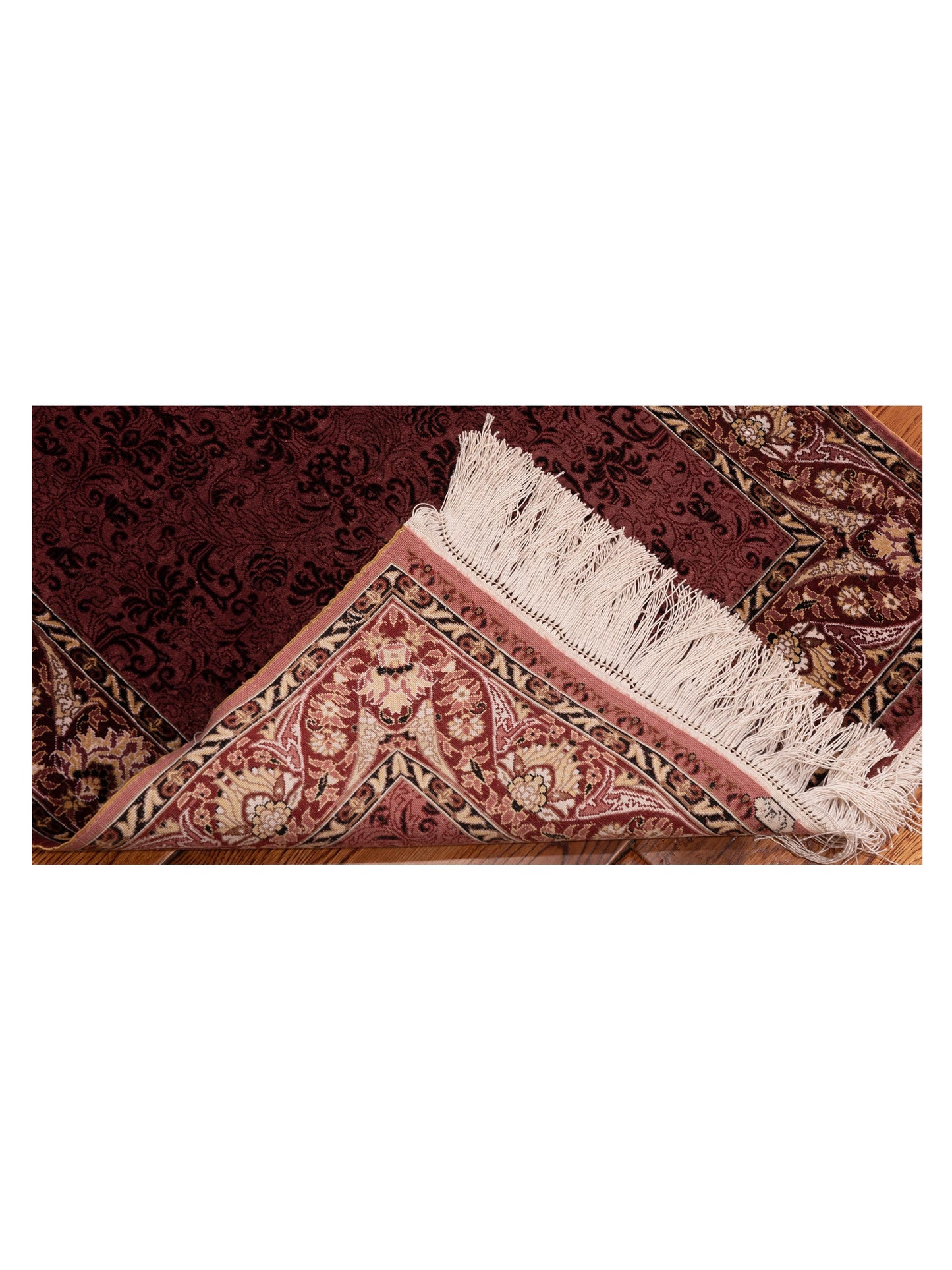 Pure Silk Burgundy 2x3.4 Hand Knotted Rug