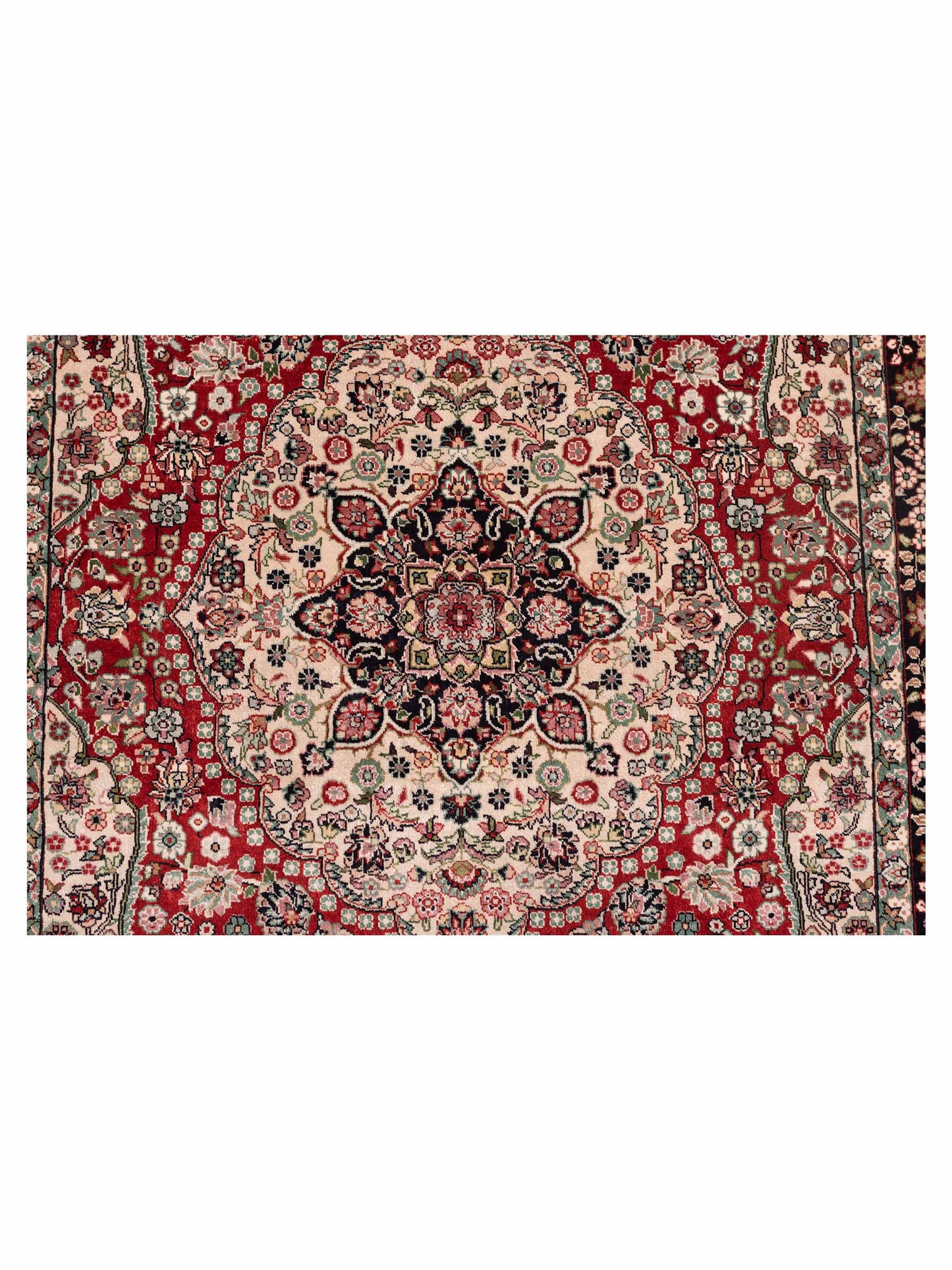 Pure Silk Red Black 2.7x4 Hand Knotted Rug