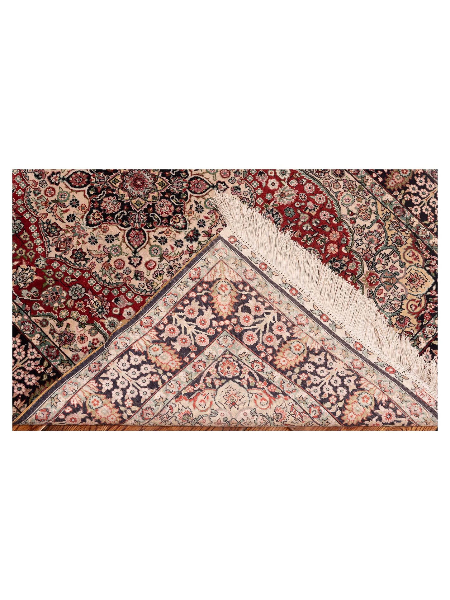 Pure Silk Red Black 2.7x4 Hand Knotted Rug