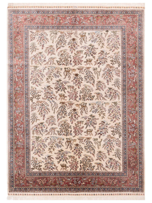 Pasha Pure Silk  Ivory Pink Traditional
